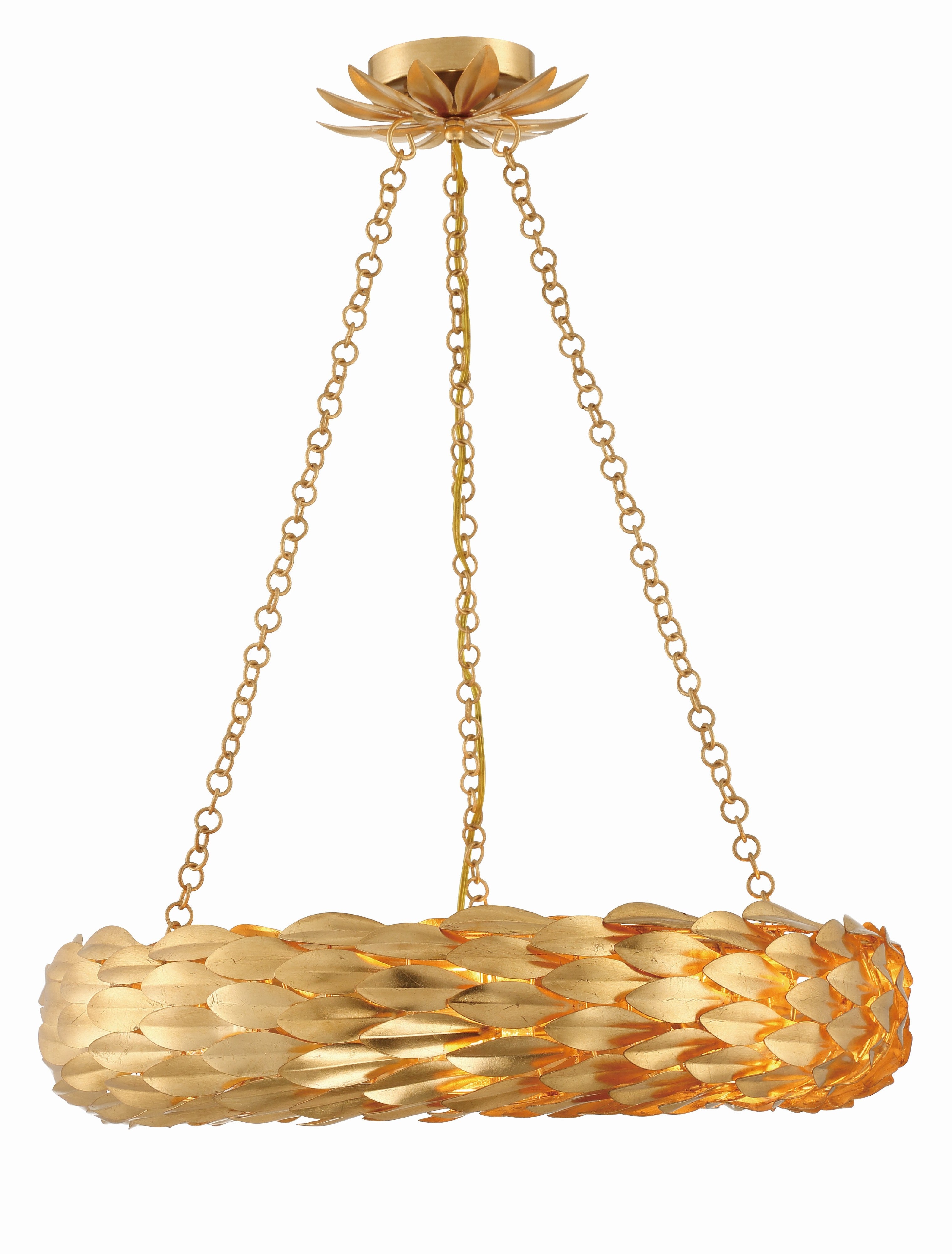 Crystorama Broche 536-GA – 24 Inch – 6 Light – Chandelier – Antique Gold – Damp Rated