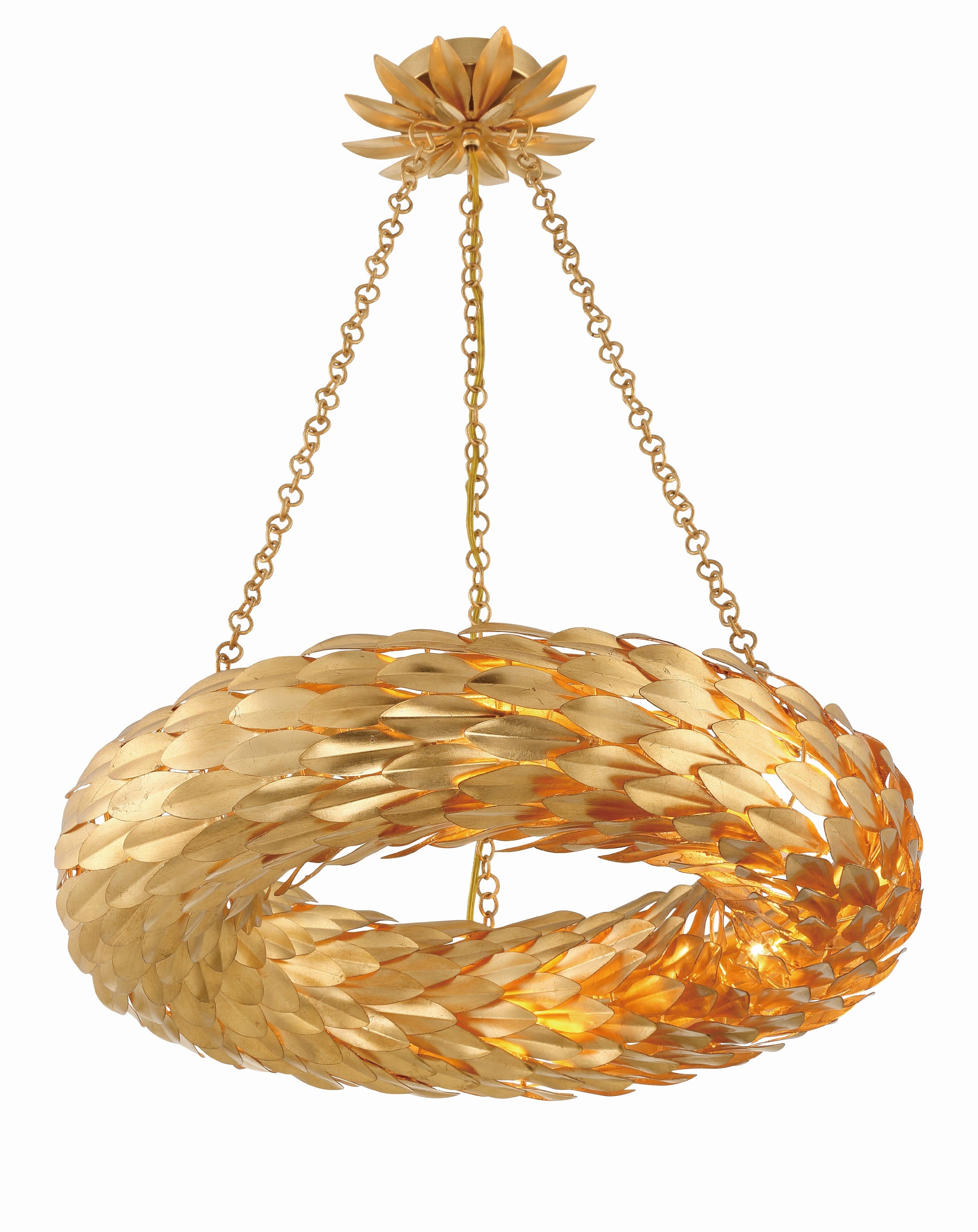 Crystorama Broche 536-GA – 24 Inch – 6 Light – Chandelier – Antique Gold – Damp Rated