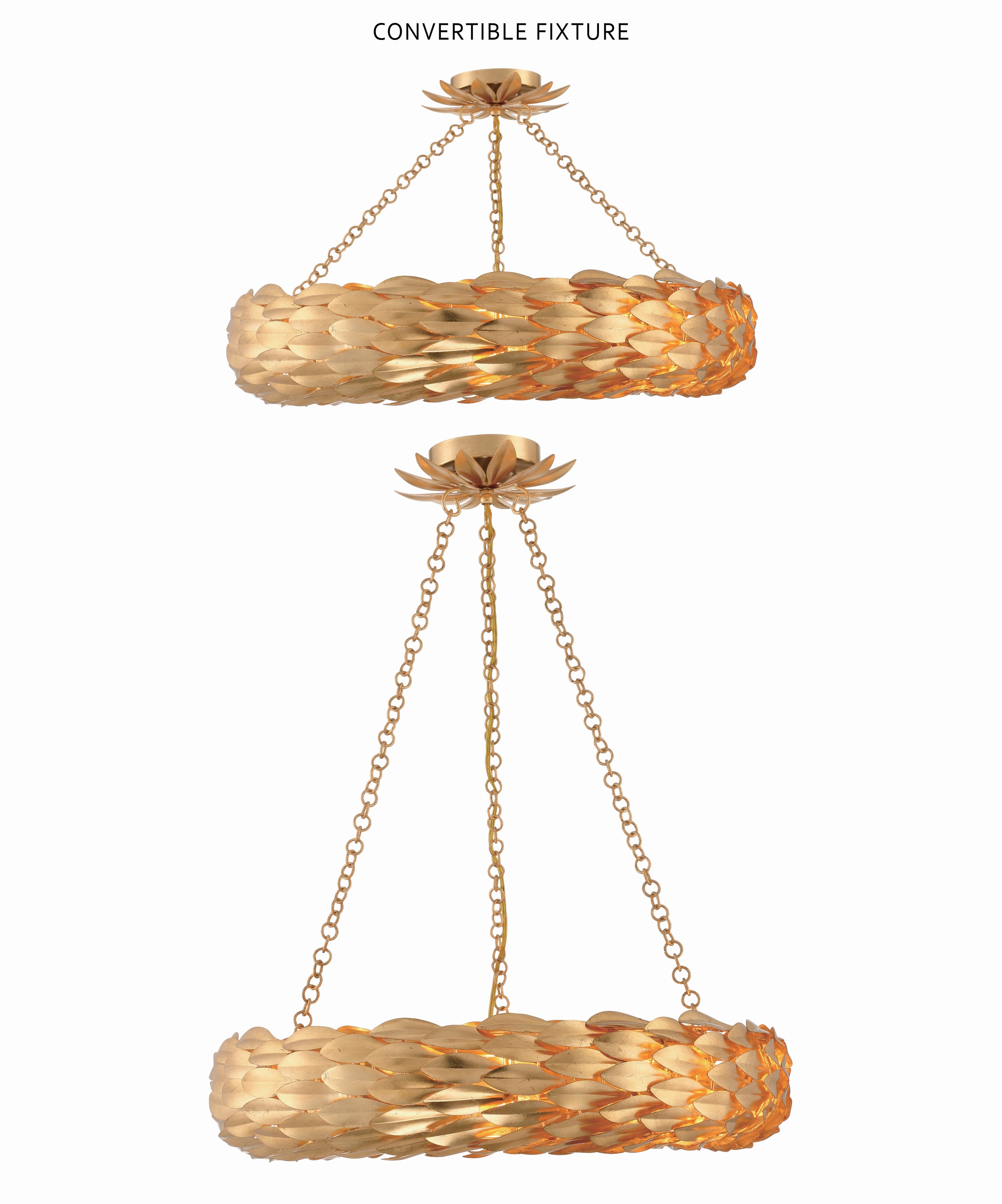 Crystorama Broche 536-GA – 24 Inch – 6 Light – Chandelier – Antique Gold – Damp Rated