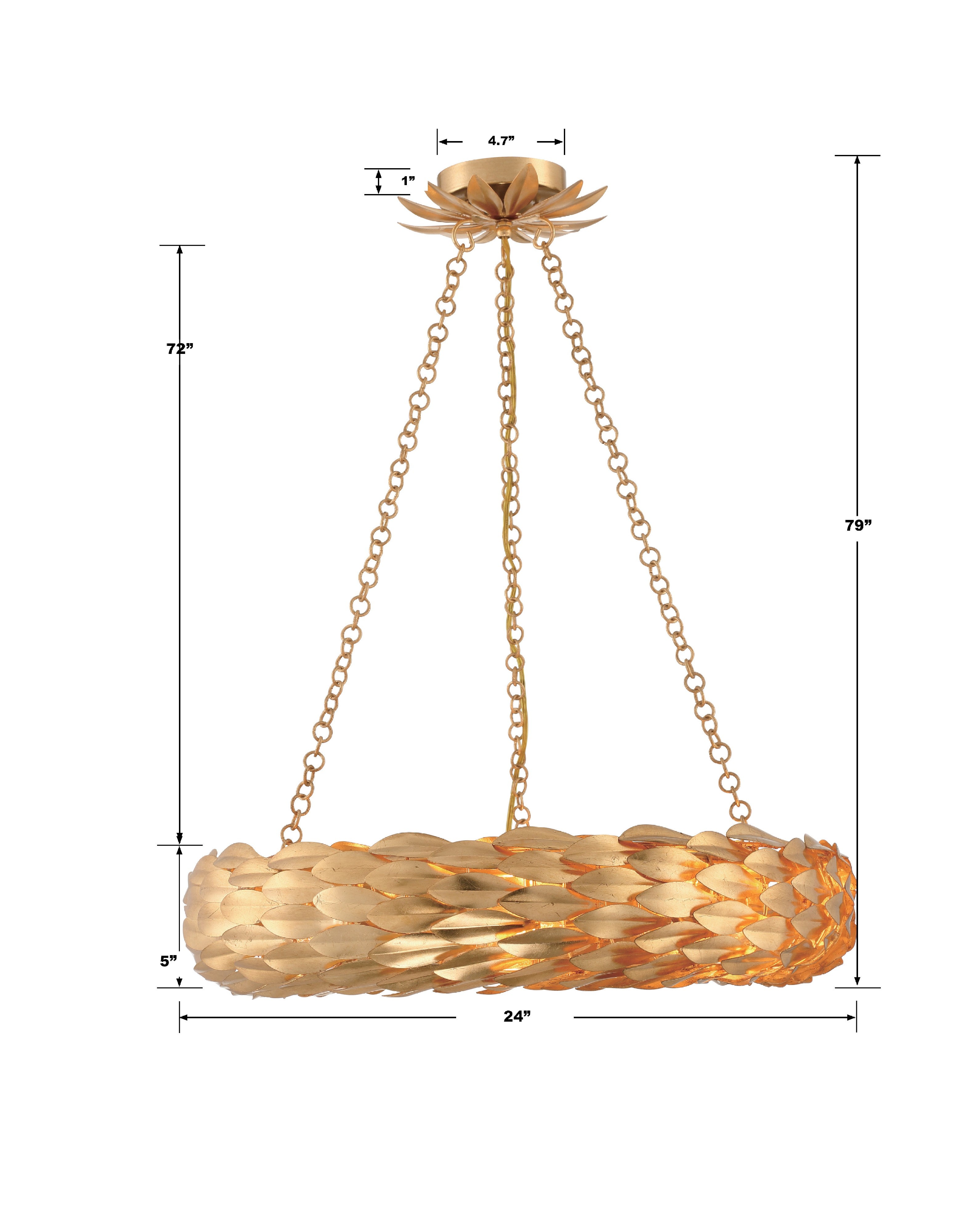 Crystorama Broche 536-GA – 24 Inch – 6 Light – Chandelier – Antique Gold – Damp Rated