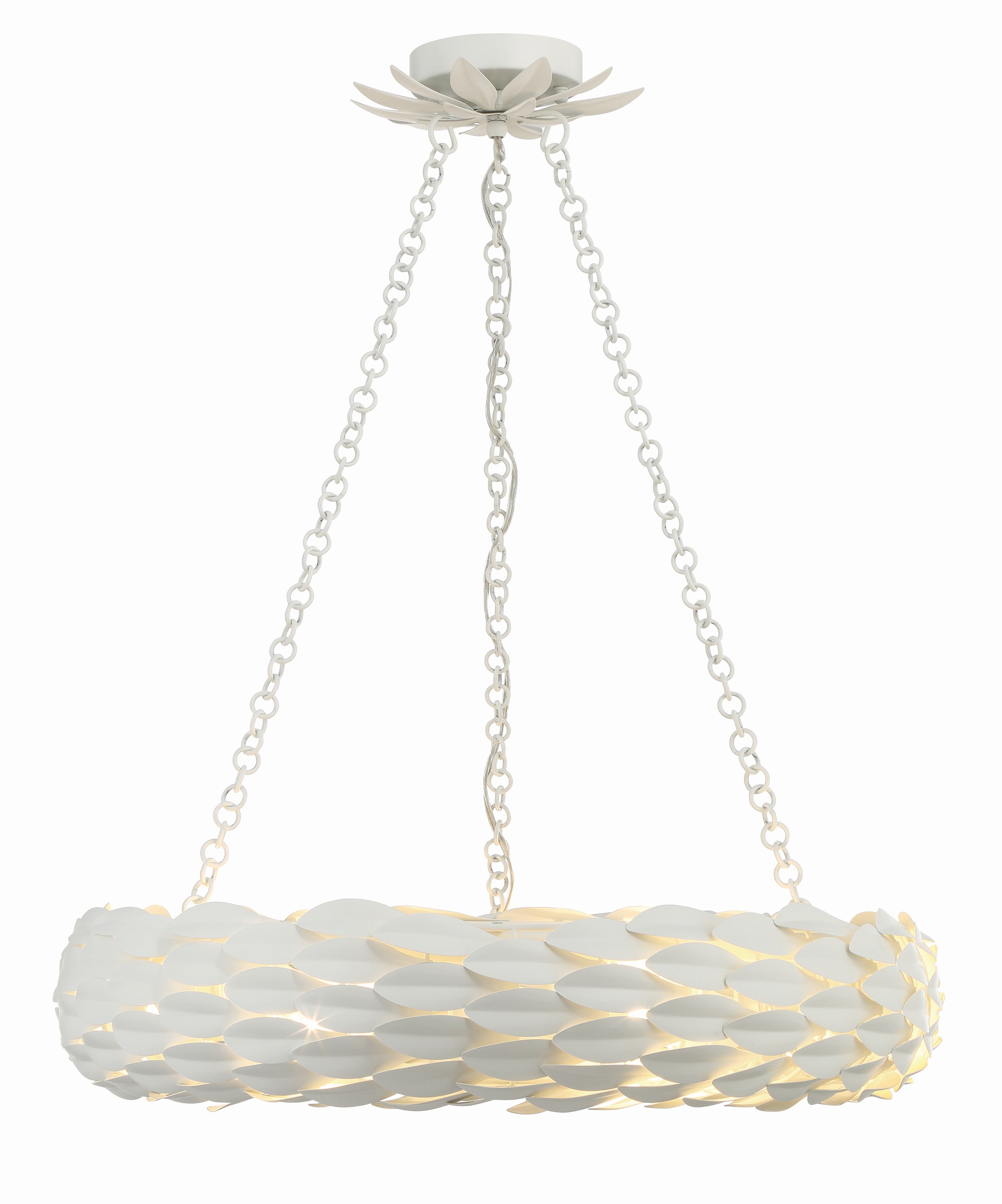 Crystorama Broche 536-MT – 24 Inch – 6 Light – Chandelier – Matte White – Damp Rated