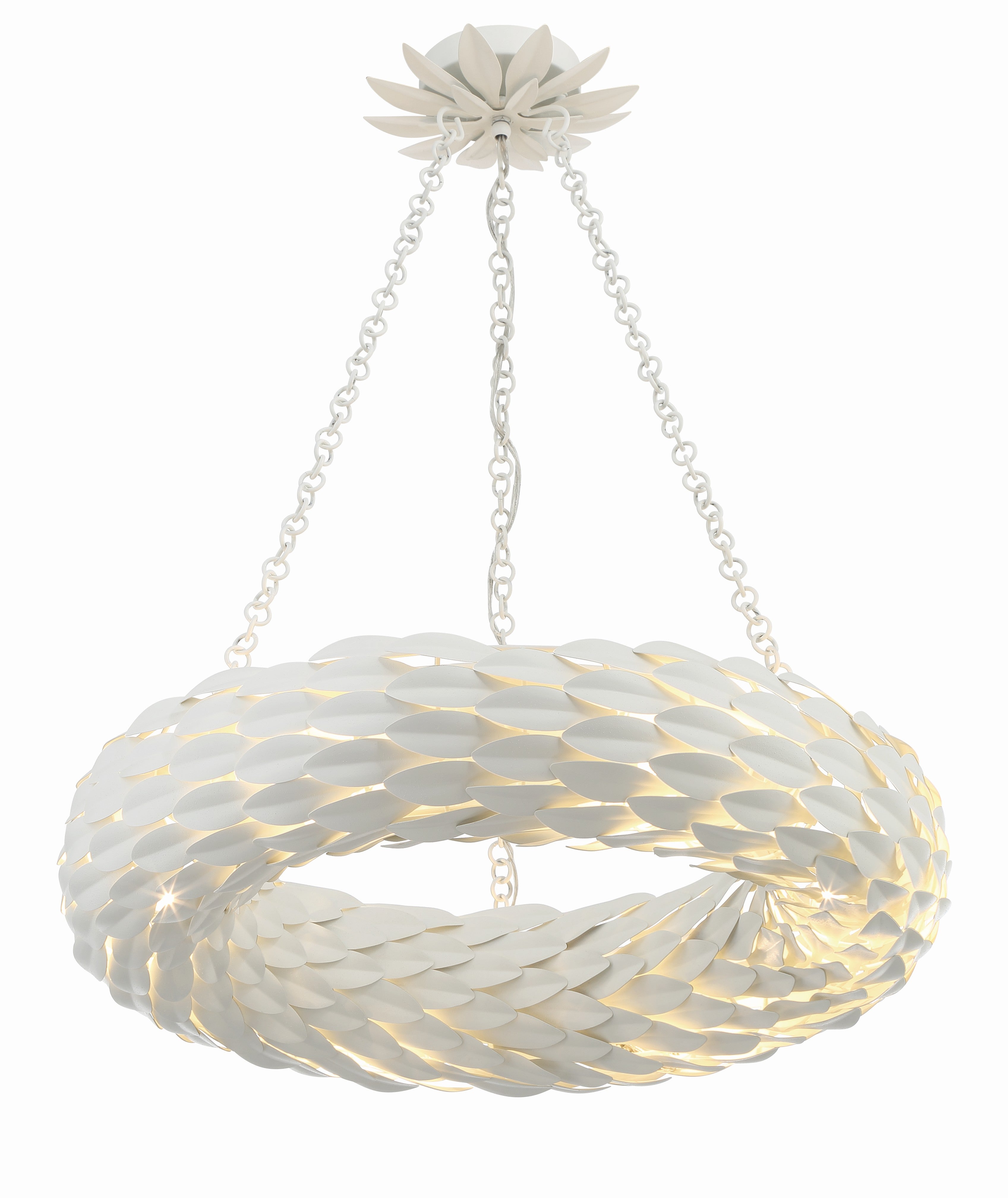 Crystorama Broche 536-MT – 24 Inch – 6 Light – Chandelier – Matte White – Damp Rated