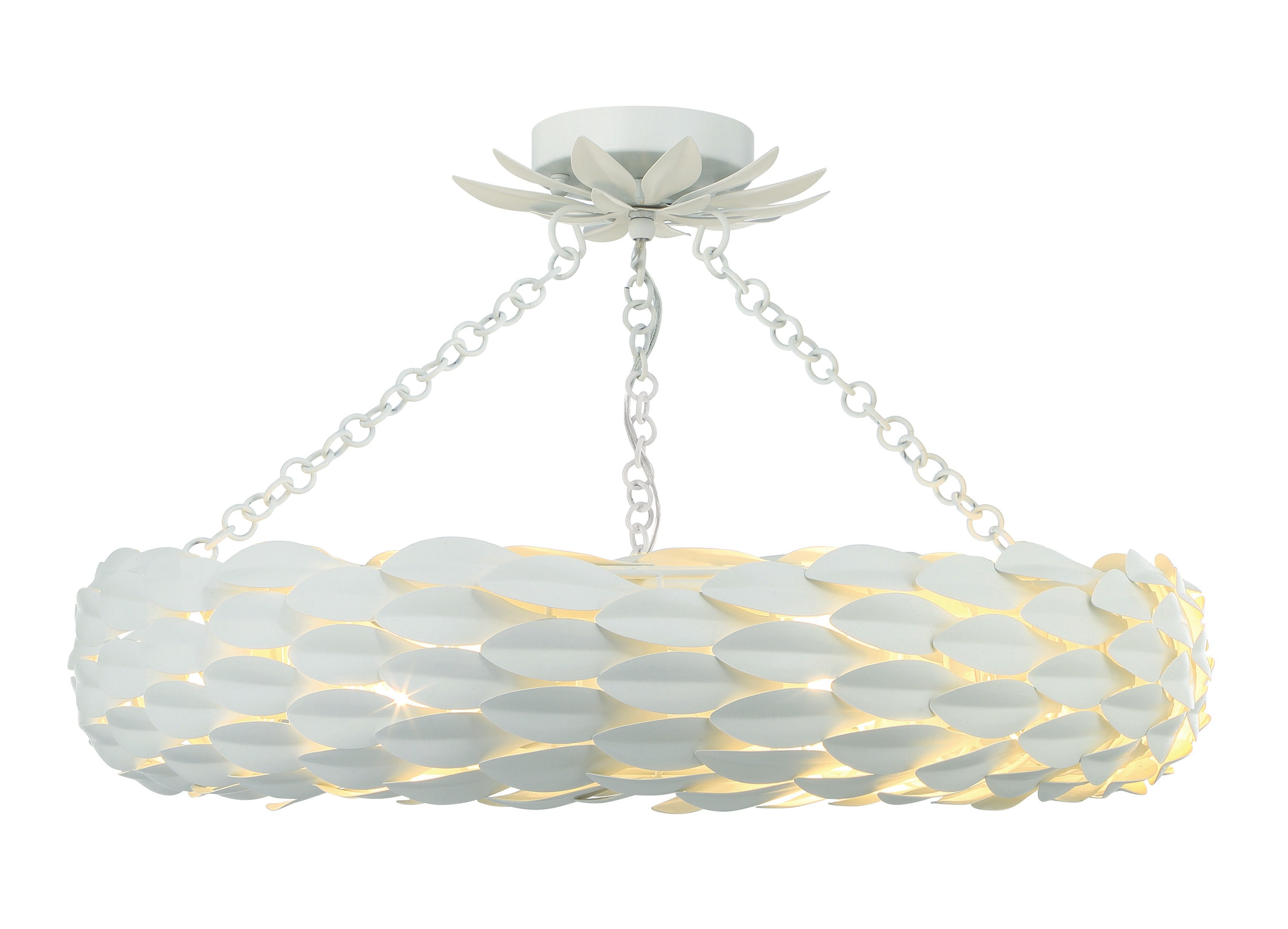 Broche 6 Light Matte White Semi Flush Mount