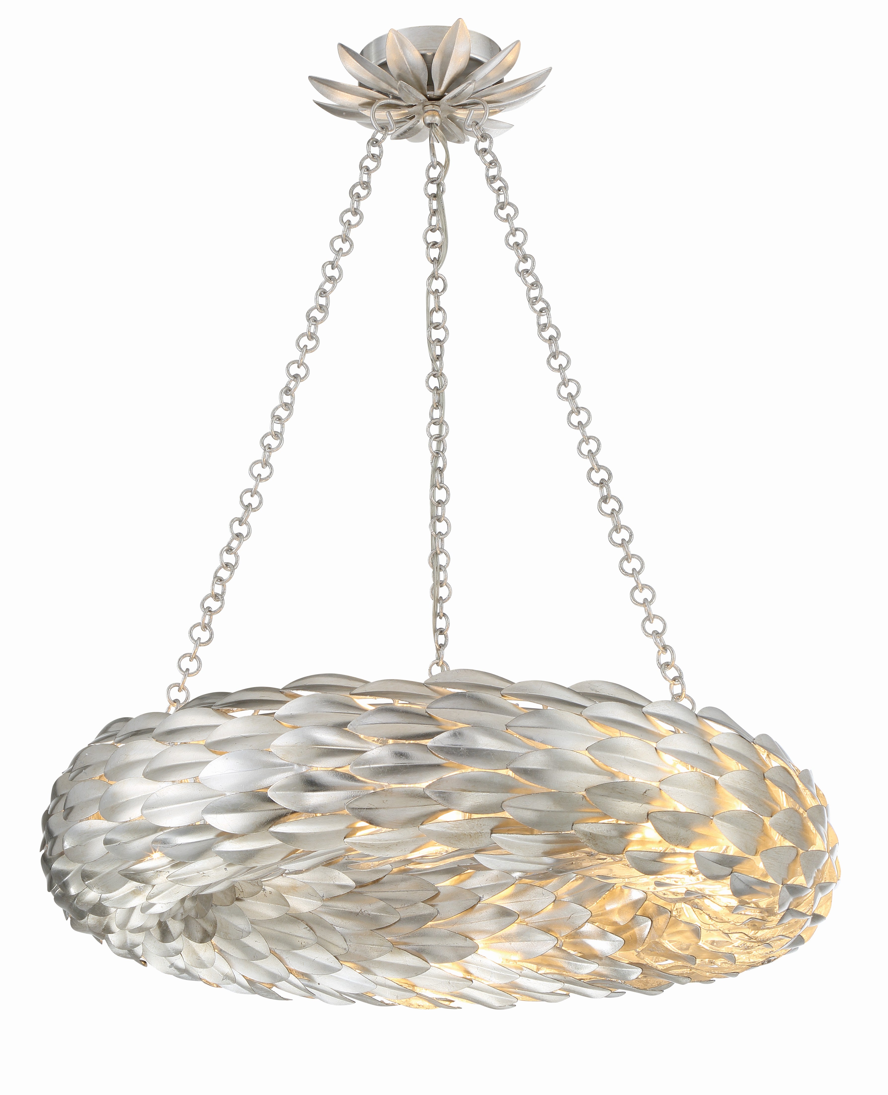 Crystorama Broche 536-SA – 24 Inch – 6 Light – Chandelier – Antique Silver – Damp Rated