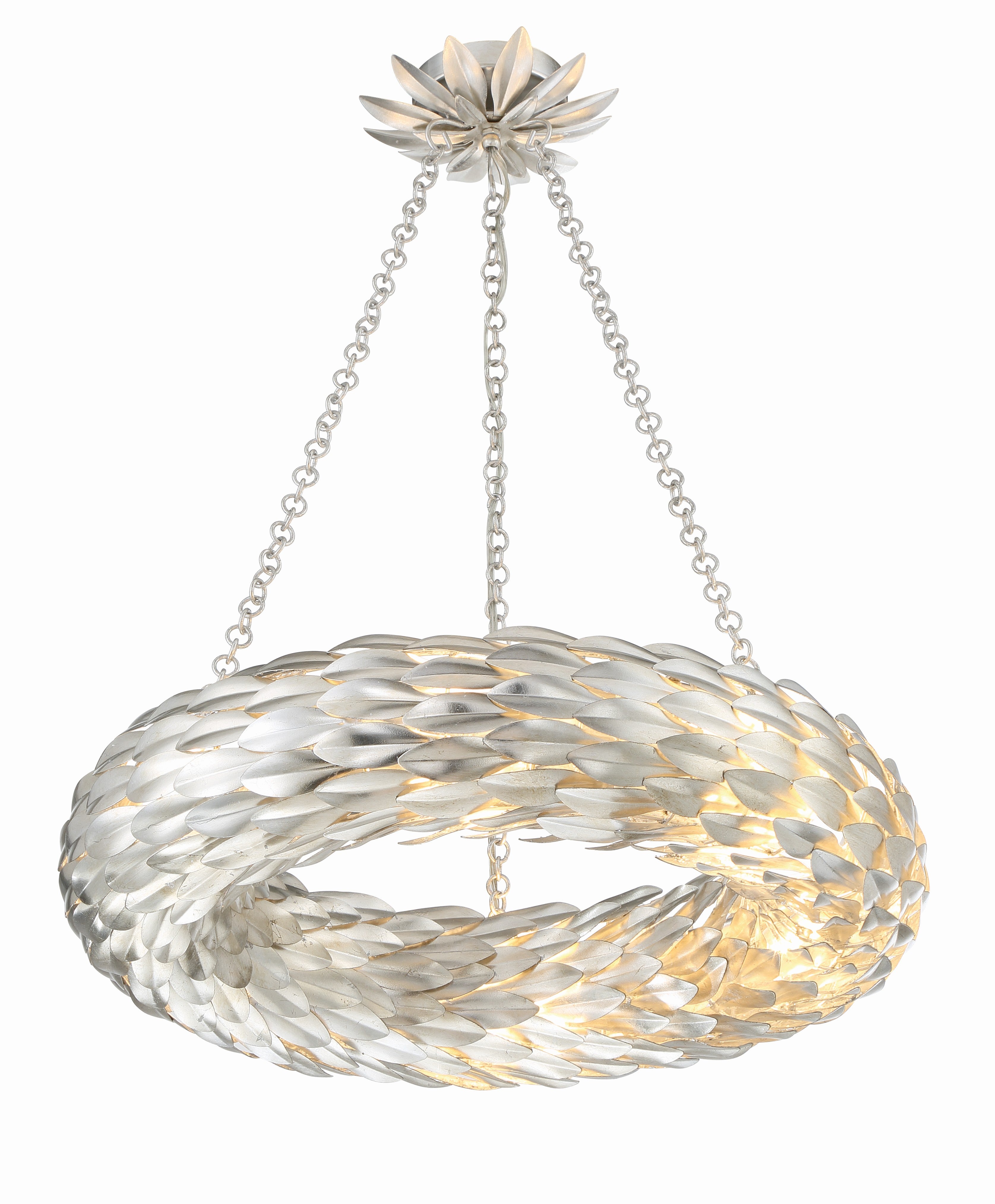 Crystorama Broche 536-SA – 24 Inch – 6 Light – Chandelier – Antique Silver – Damp Rated