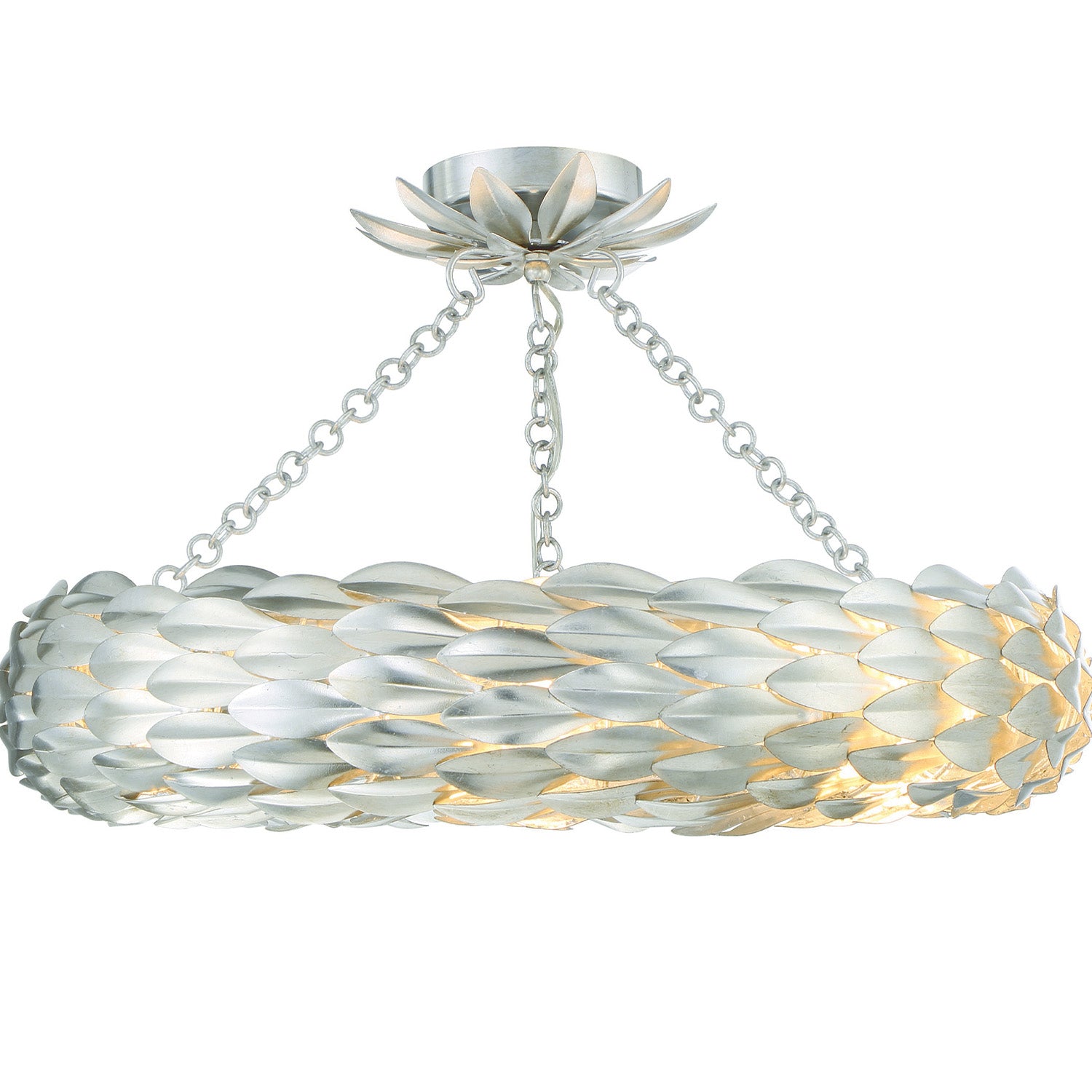 Crystorama Broche 536-SA_CEILING – 24 Inch – 6 Light – Semi Flush Mount Light – Antique Silver – Damp Rated