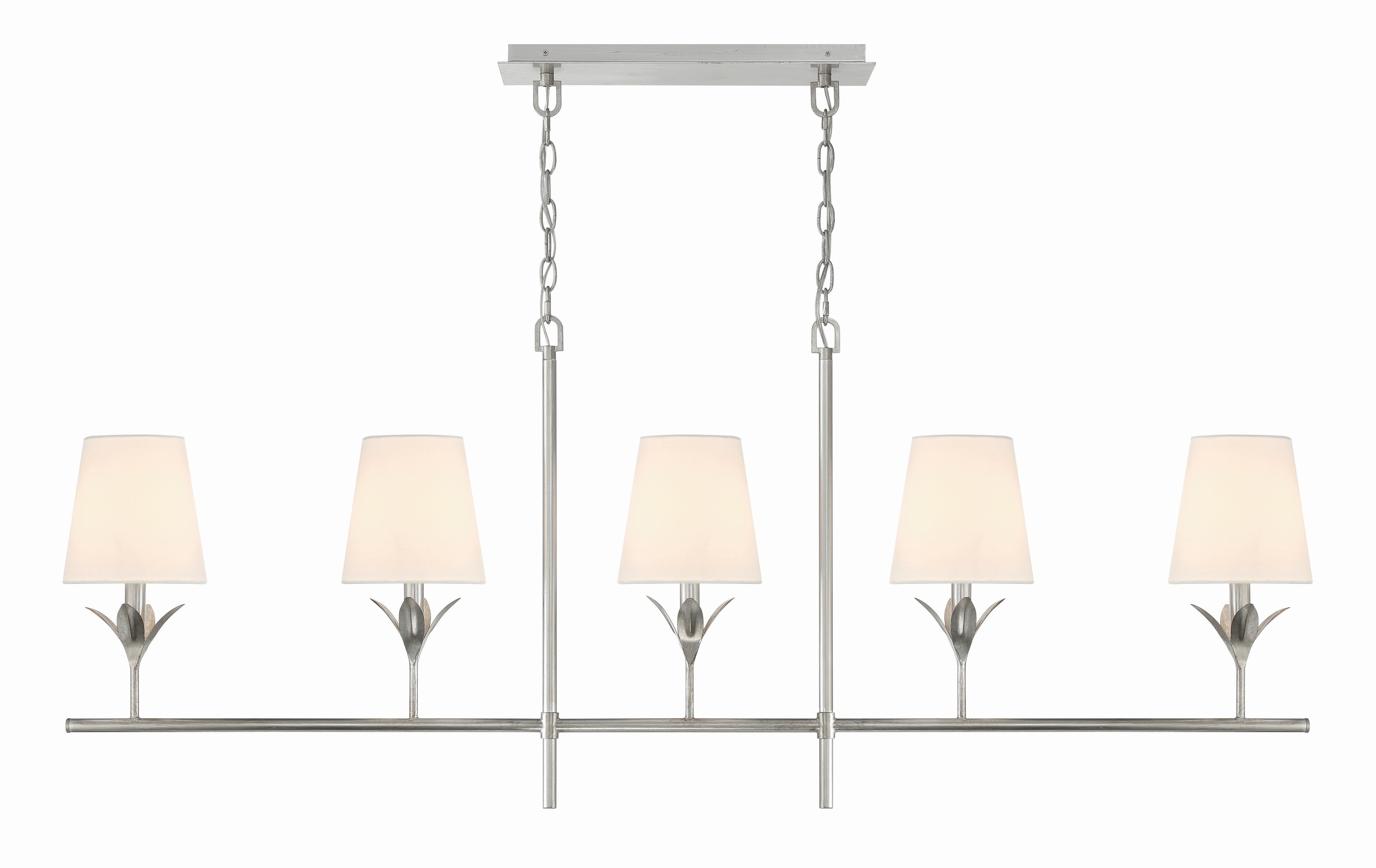 Broche 5 Light Antique Silver Linear Chandelier