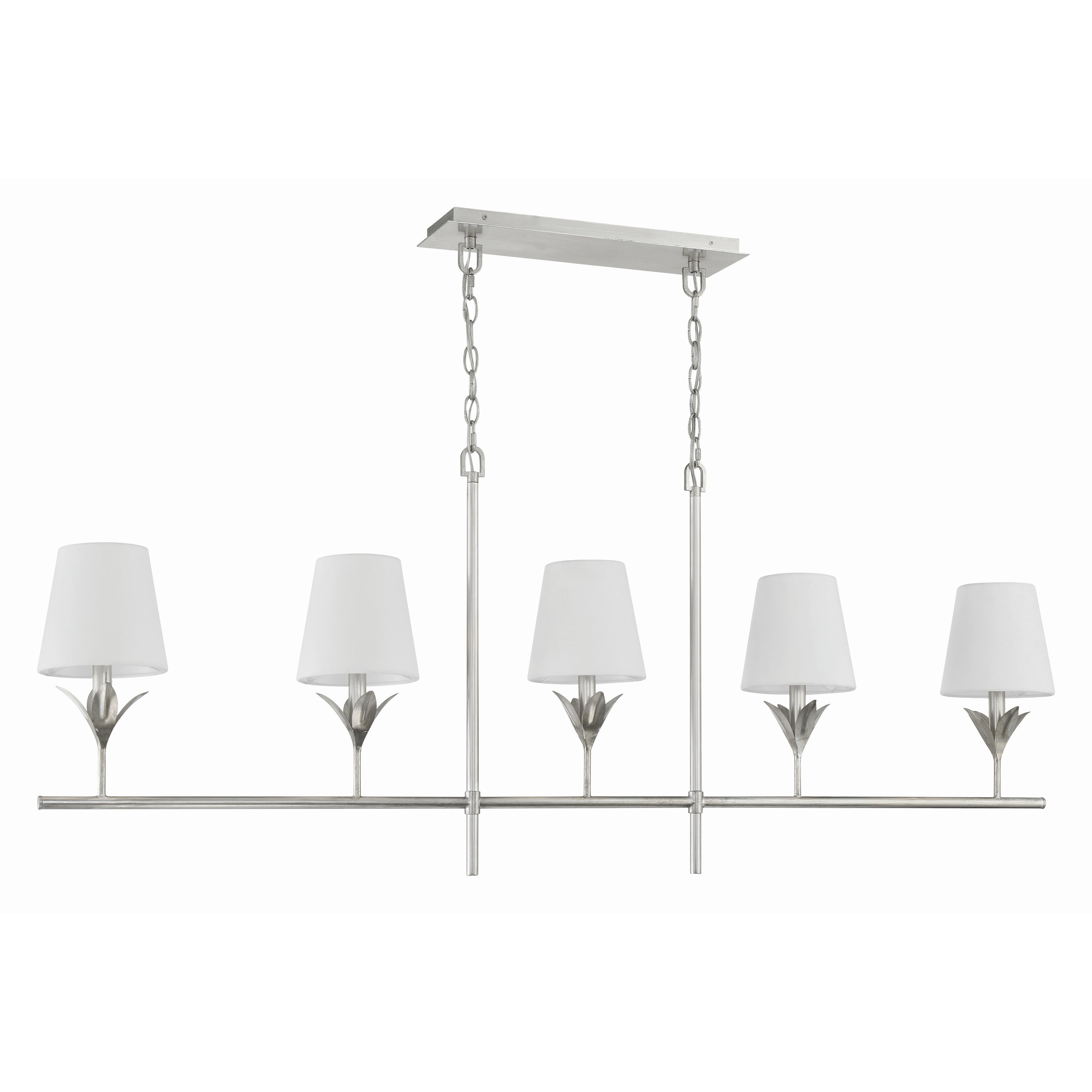 Crystorama Broche 537-SA – 53.5 Inch – 5 Light – Chandelier – Antique Silver – Dry Rated