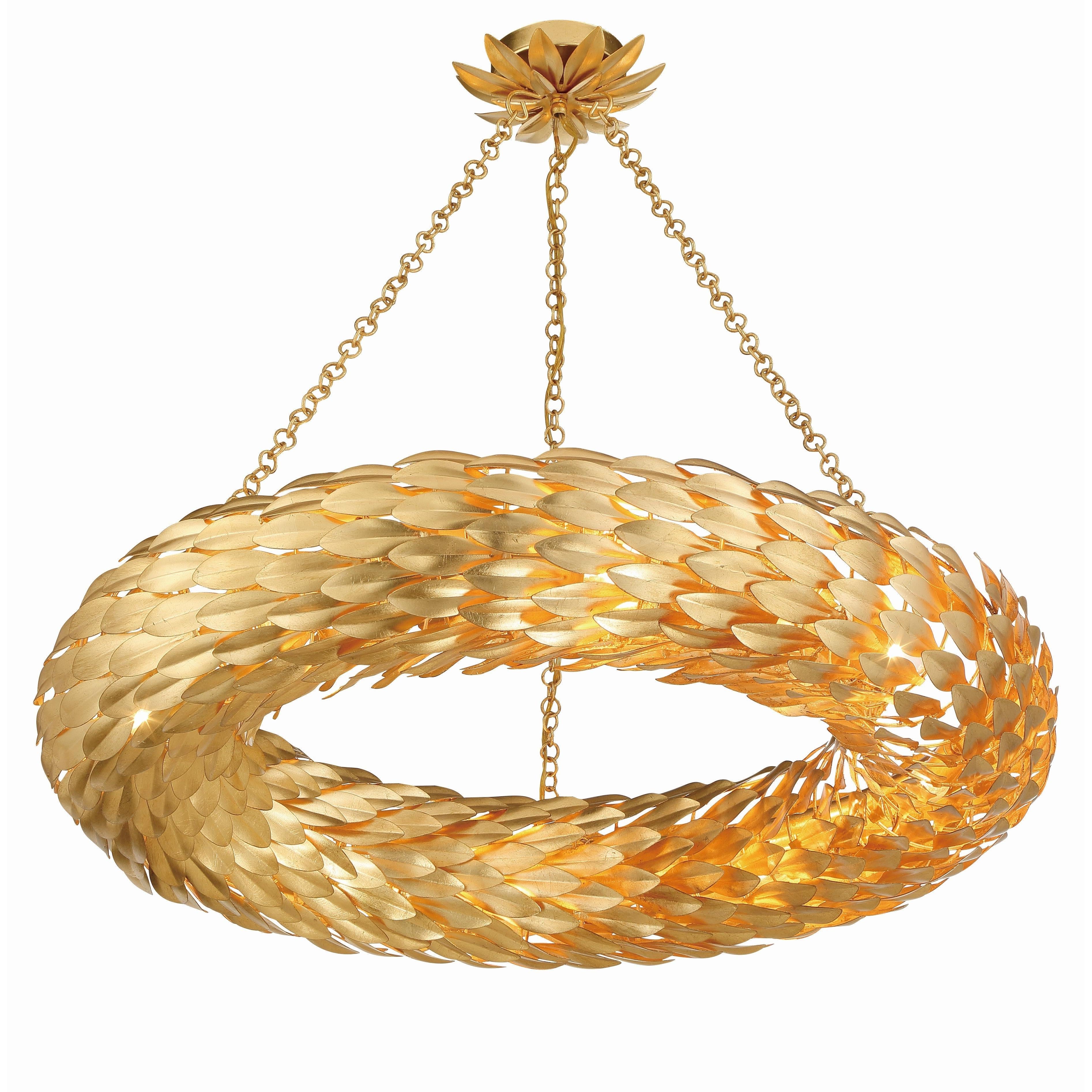 Crystorama Broche 538-GA – 33.5 Inch – 8 Light – Chandelier – Antique Gold – Damp Rated