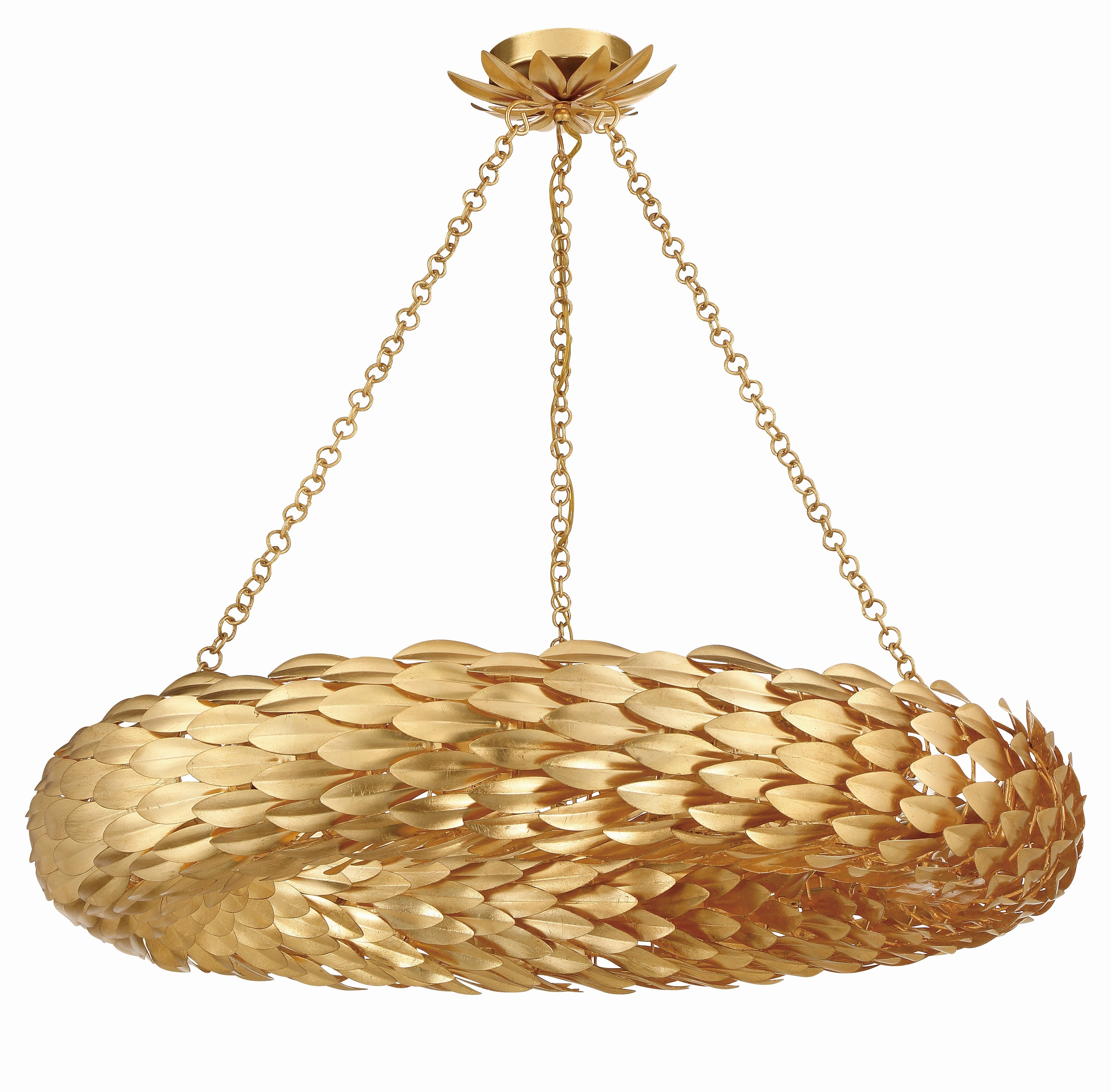 Crystorama Broche 538-GA – 33.5 Inch – 8 Light – Chandelier – Antique Gold – Damp Rated