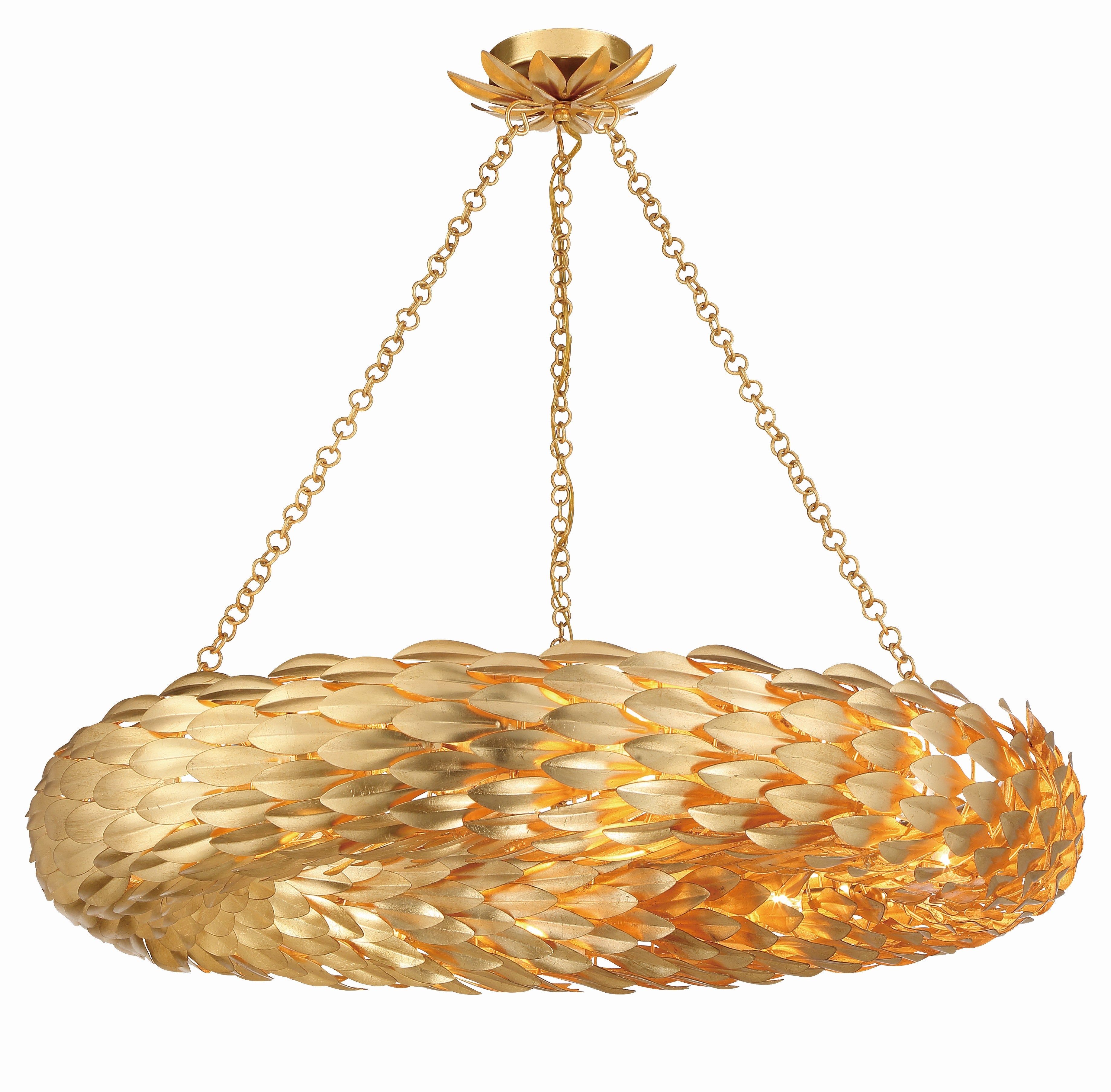 Crystorama Broche 538-GA_CEILING – 33.5 Inch – 8 Light – Semi Flush Mount Light – Antique Gold – Damp Rated