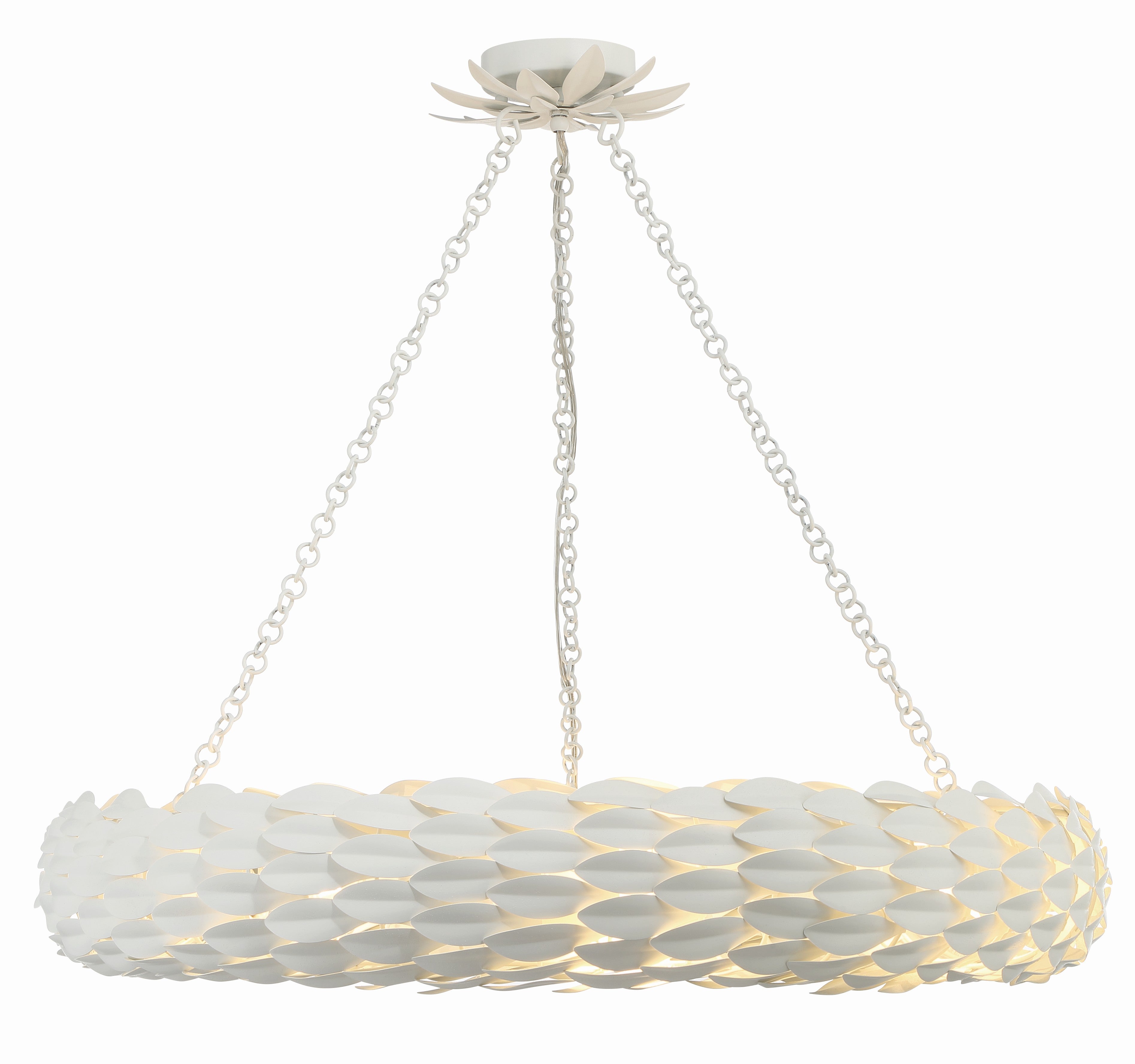 Crystorama Broche 538-MT – 33.5 Inch – 8 Light – Chandelier – Matte White – Damp Rated