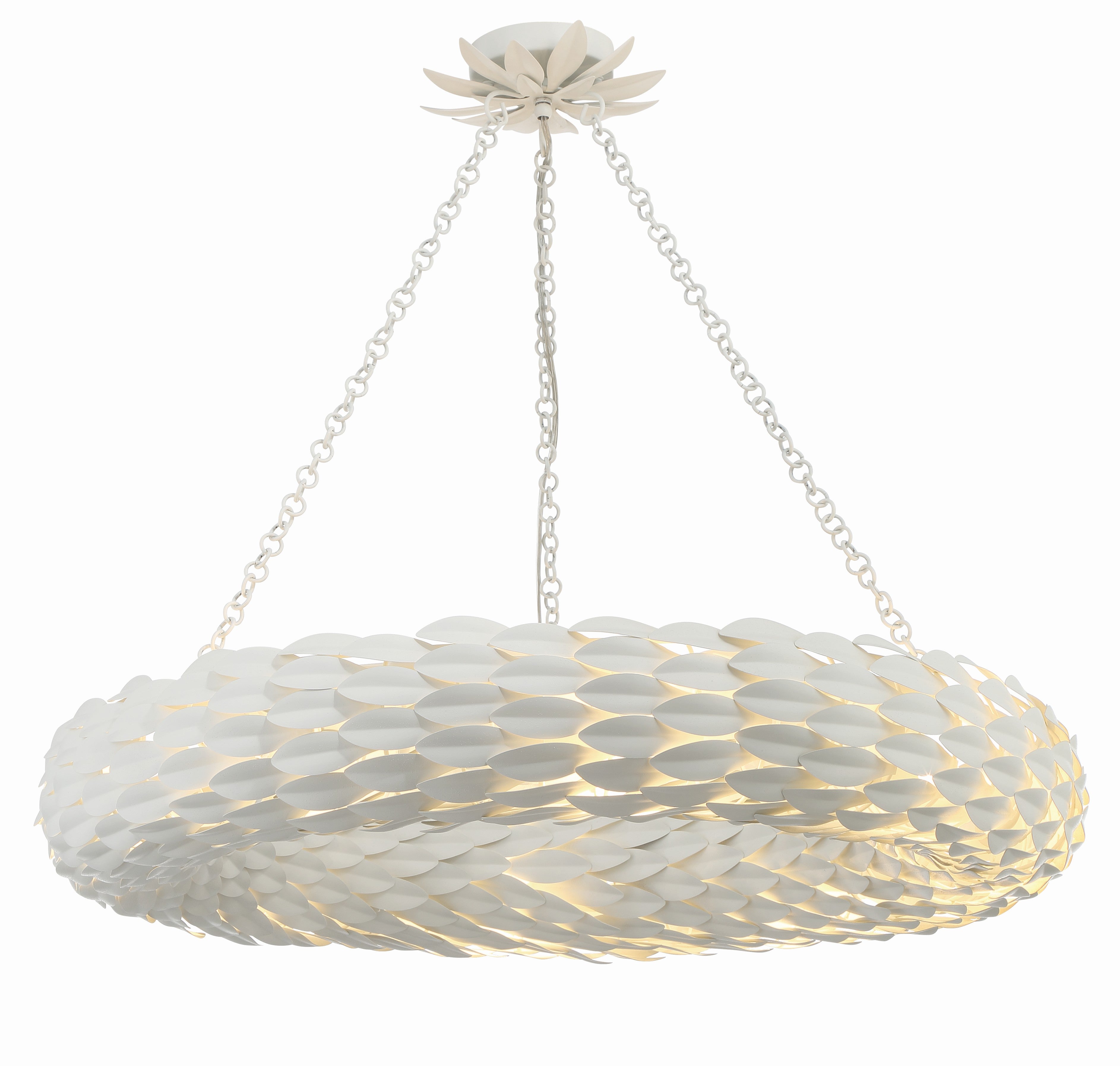 Crystorama Broche 538-MT – 33.5 Inch – 8 Light – Chandelier – Matte White – Damp Rated
