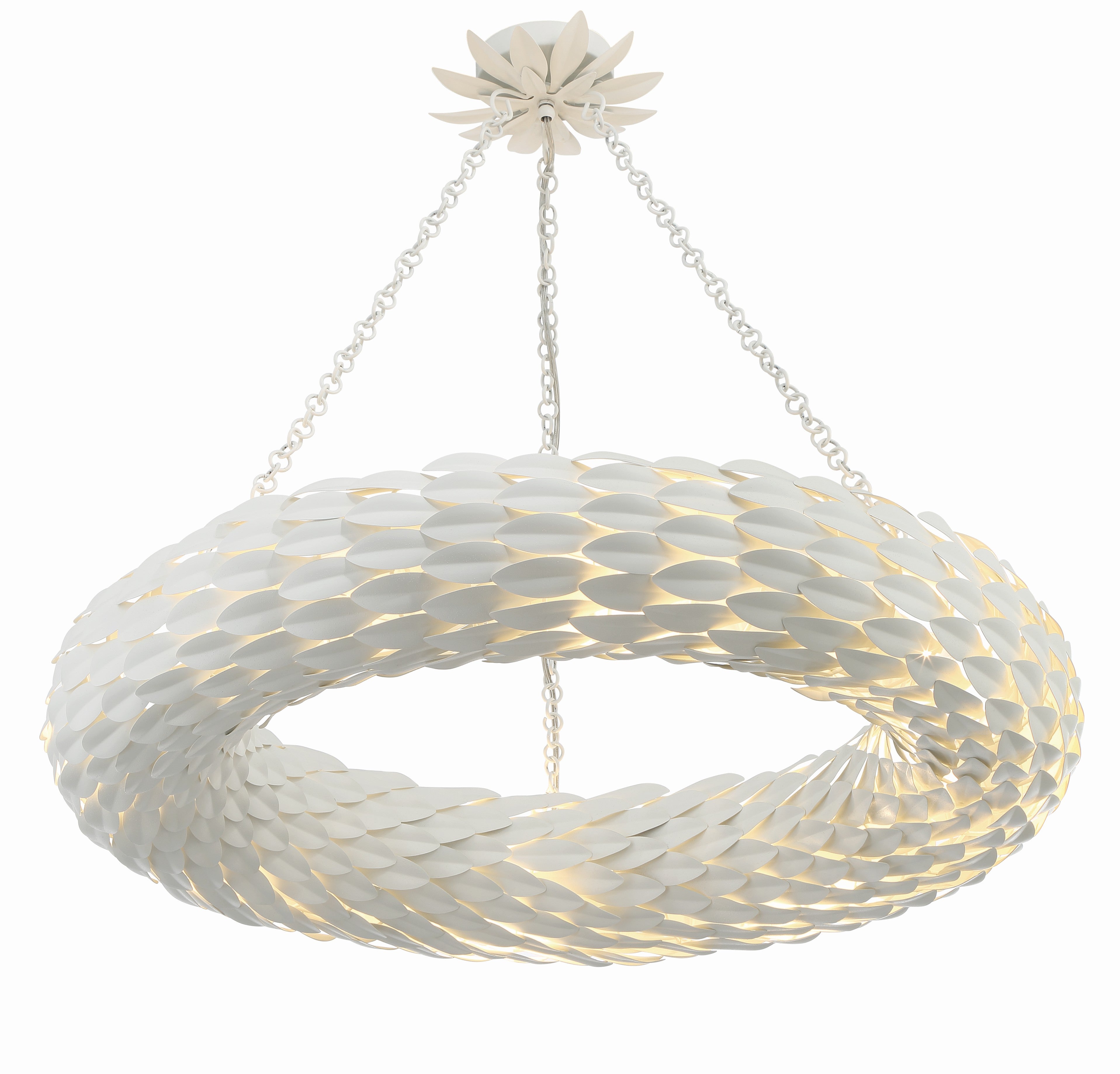 Crystorama Broche 538-MT – 33.5 Inch – 8 Light – Chandelier – Matte White – Damp Rated