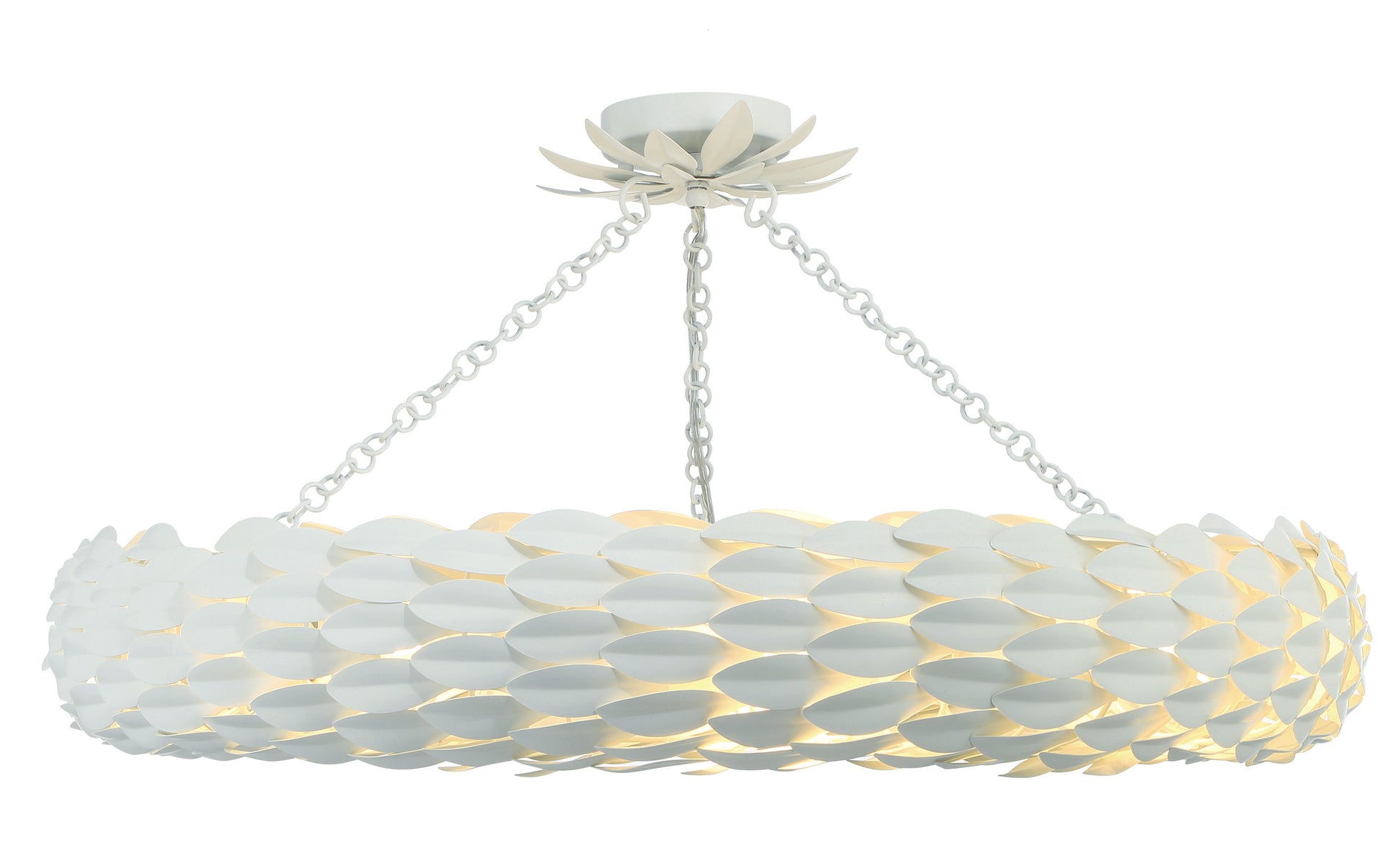 Broche 8 Light Matte White Semi Flush Mount