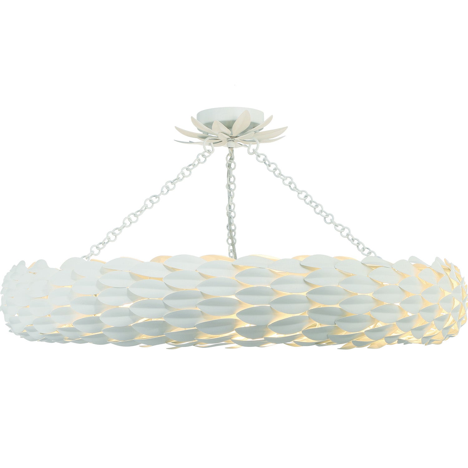 Crystorama Broche 538-MT_CEILING – 33.5 Inch – 8 Light – Semi Flush Mount Light – Matte White – Damp Rated