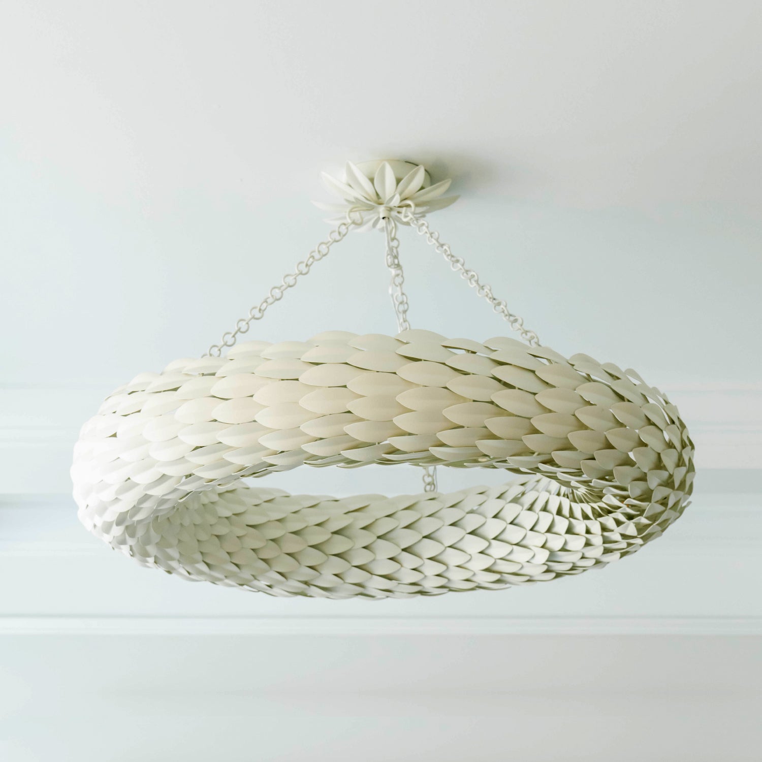 Crystorama Broche 538-MT_CEILING – 33.5 Inch – 8 Light – Semi Flush Mount Light – Matte White – Damp Rated