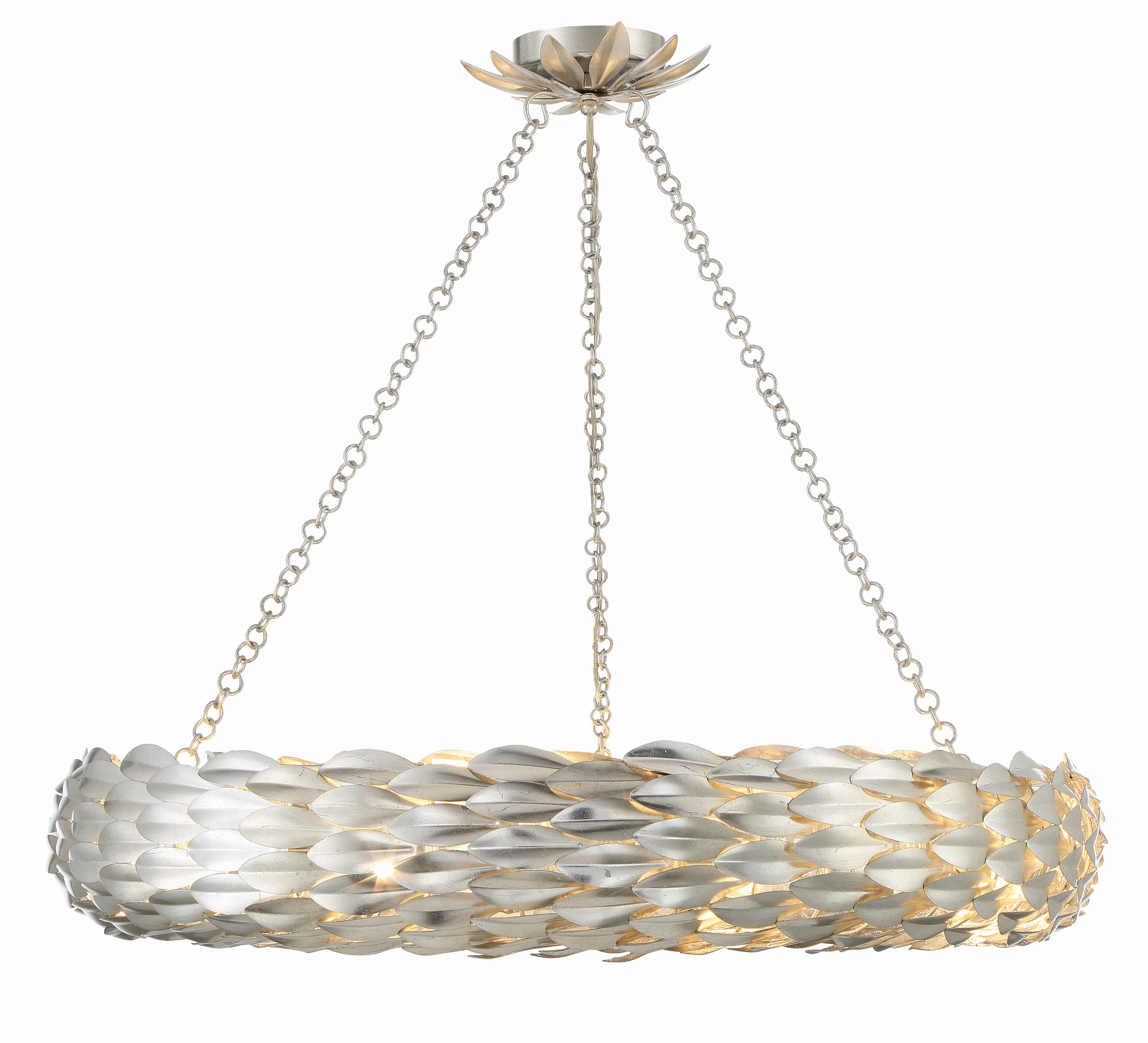 Crystorama Broche 538-SA – 33.5 Inch – 8 Light – Chandelier – Antique Silver – Damp Rated