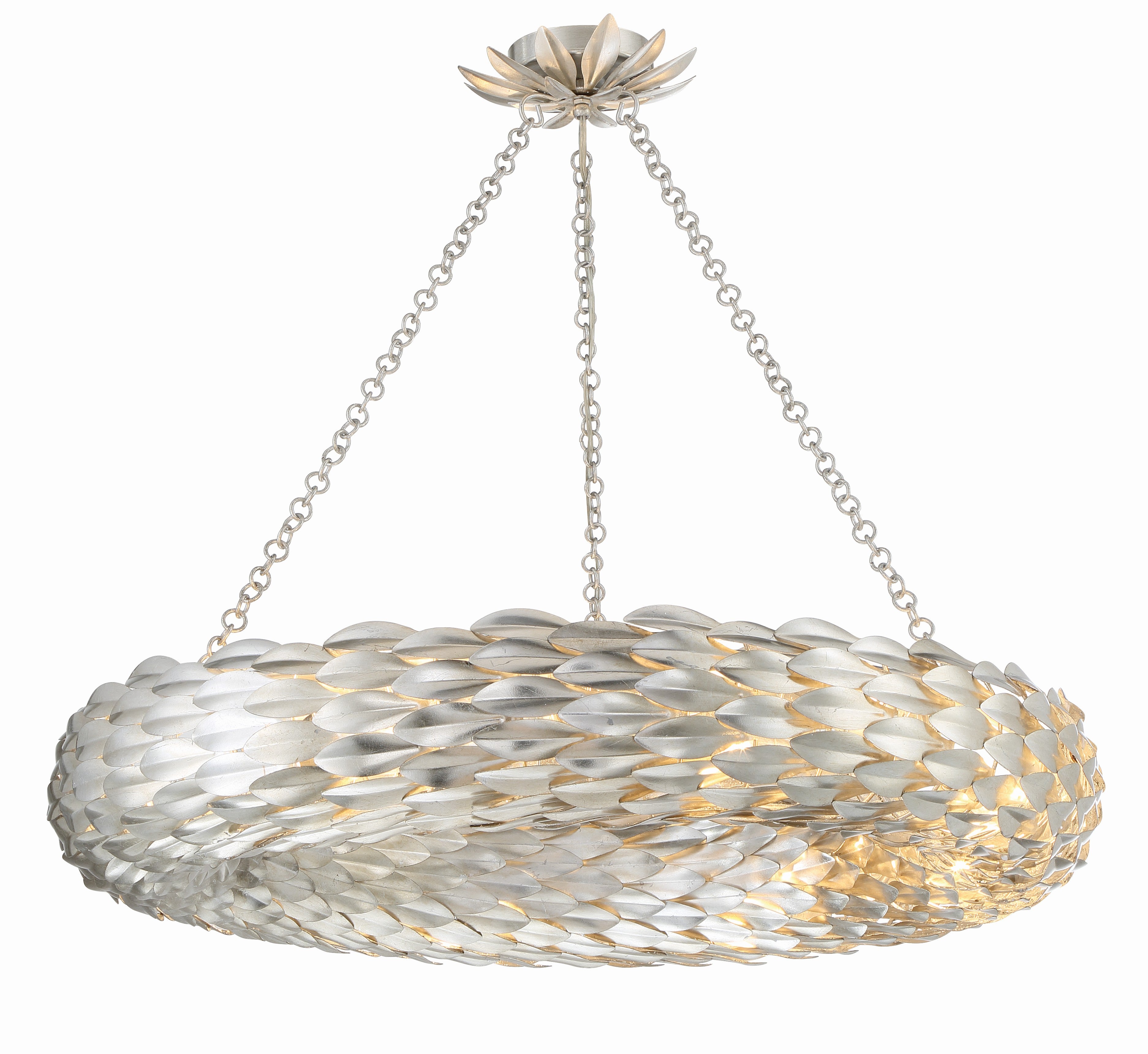 Crystorama Broche 538-SA – 33.5 Inch – 8 Light – Chandelier – Antique Silver – Damp Rated
