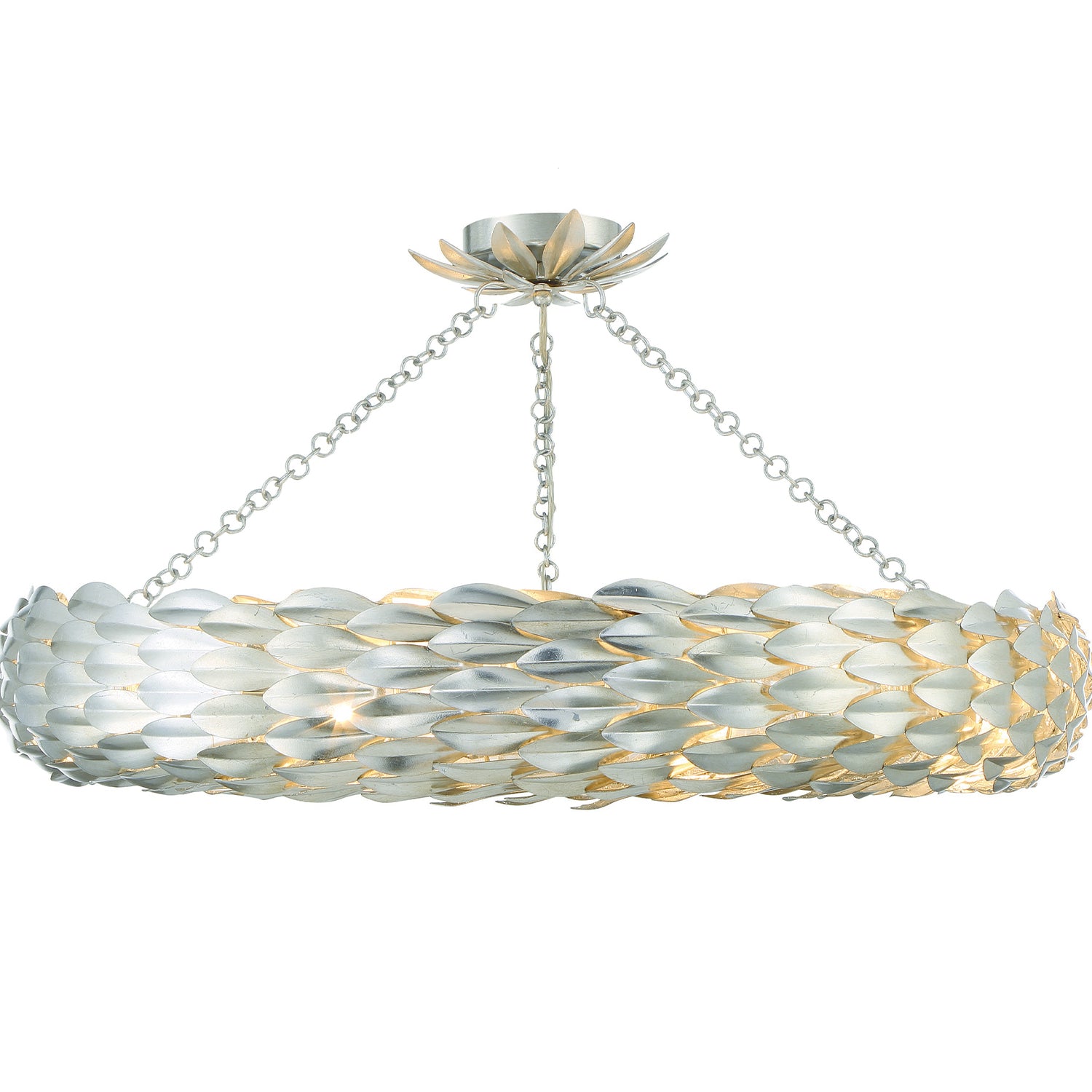 Crystorama Broche 538-SA_CEILING – 33.5 Inch – 8 Light – Semi Flush Mount Light – Antique Silver – Damp Rated