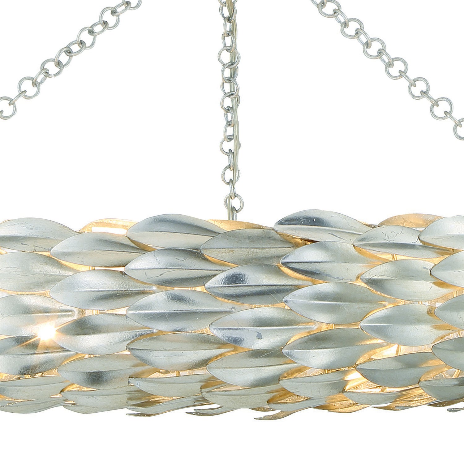 Crystorama Broche 538-SA_CEILING – 33.5 Inch – 8 Light – Semi Flush Mount Light – Antique Silver – Damp Rated