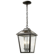 3 Light Outdoor Chain Mount Ceiling Fixture-Clear Seedy