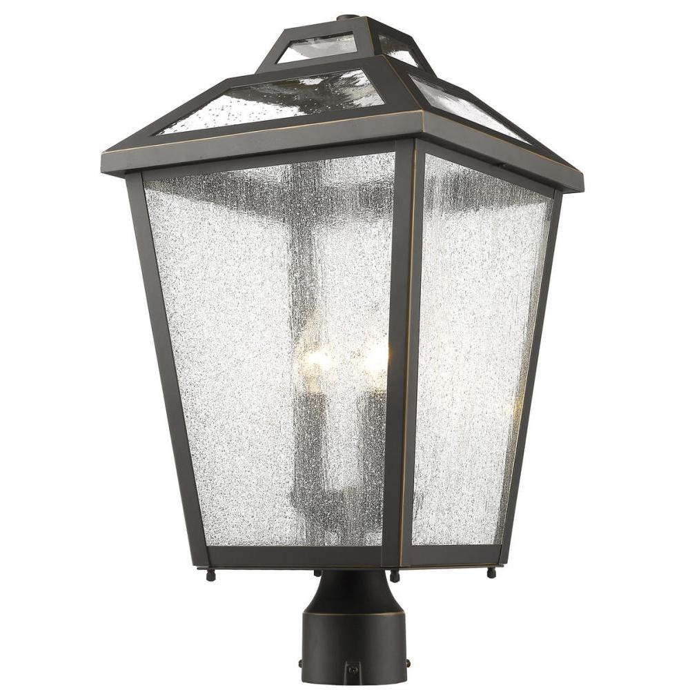 3 Light Outdoor Post Mount Fixture-Clear Seedy