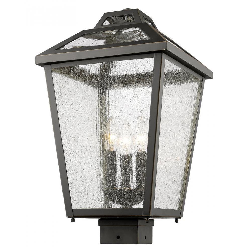 3 Light Outdoor Post Mount Fixture-Clear Seedy