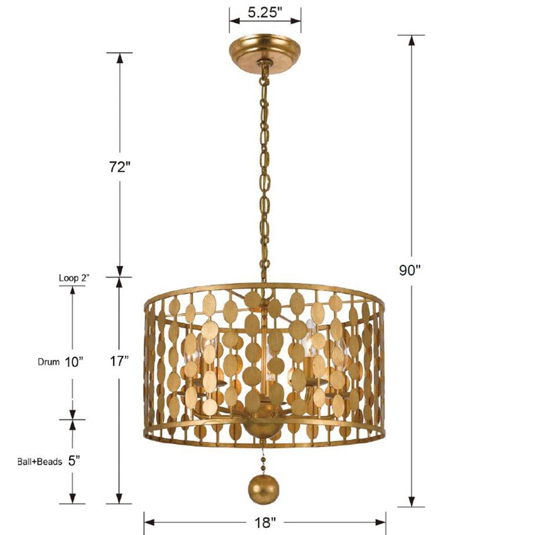 Crystorama Layla 545-GA – 18 Inch – 5 Light – Chandelier – Antique Gold – Damp Rated