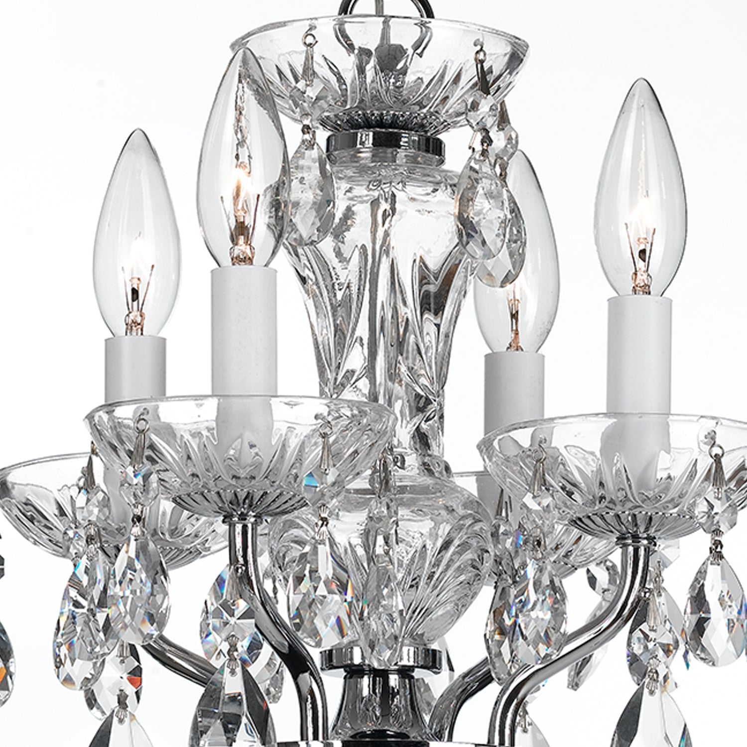 Crystorama Traditional Crystal 5534-CH-CL-MWP – 11 Inch – 4 Light – Chandelier – Clear Crystal – Polished Chrome – Damp Rated
