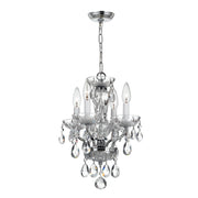 Crystorama Traditional Crystal 5534-CH-CL-S – 11 Inch – 4 Light – Chandelier – Clear Crystal – Polished Chrome – Damp Rated
