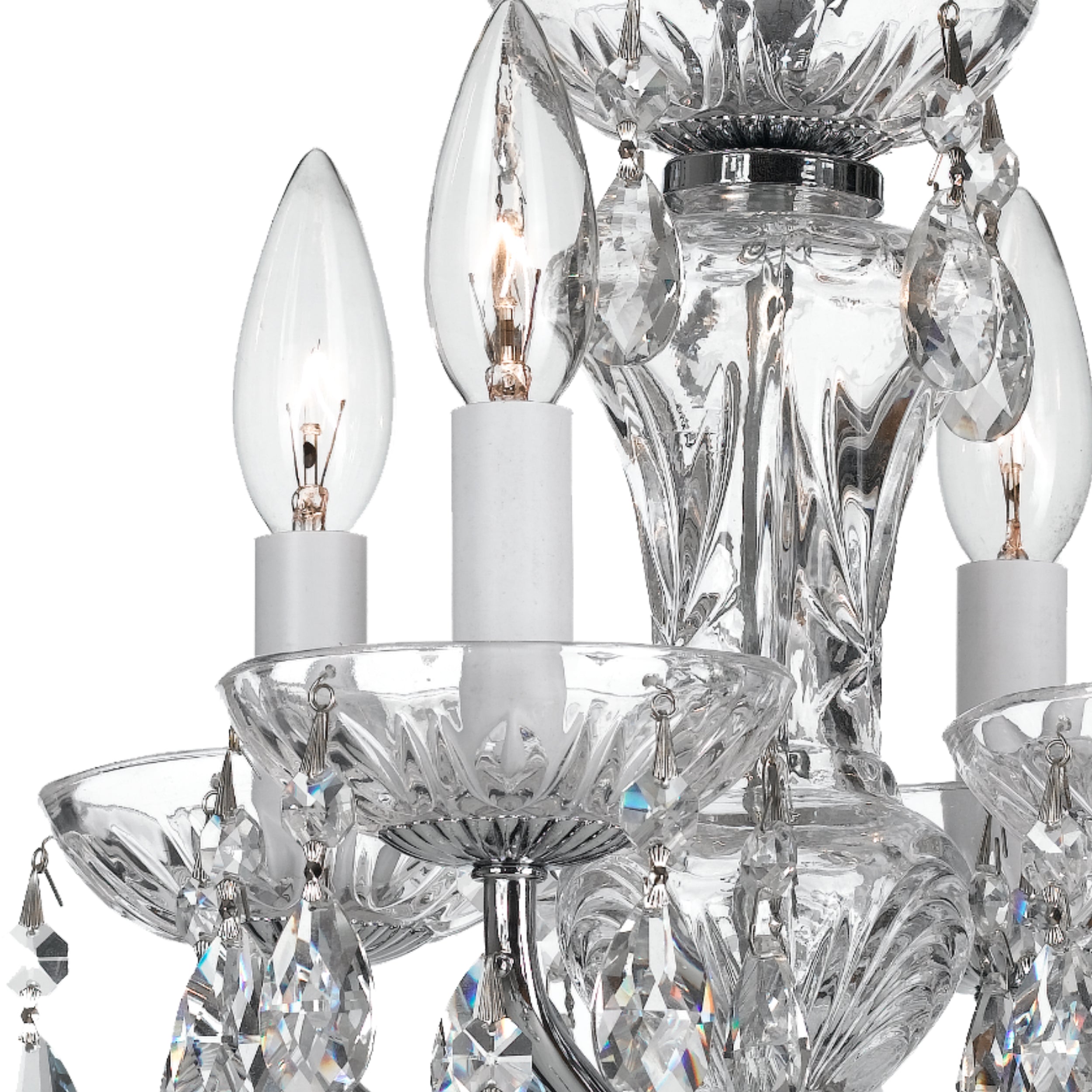 Crystorama Traditional Crystal 5534-CH-CL-SAQ – 11 Inch – 4 Light – Chandelier – Clear Crystal – Polished Chrome – Damp Rated