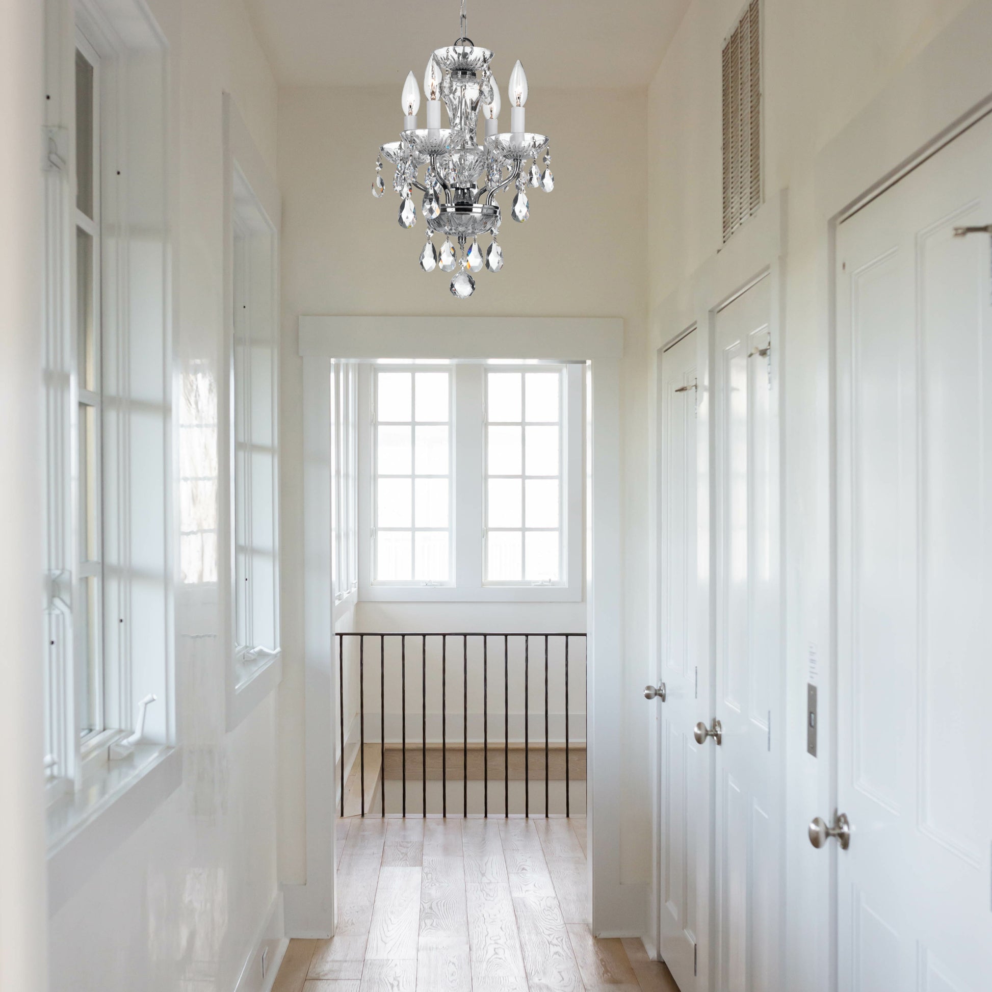 Crystorama Traditional Crystal 5534-CH-CL-S – 11 Inch – 4 Light – Chandelier – Clear Crystal – Polished Chrome – Damp Rated