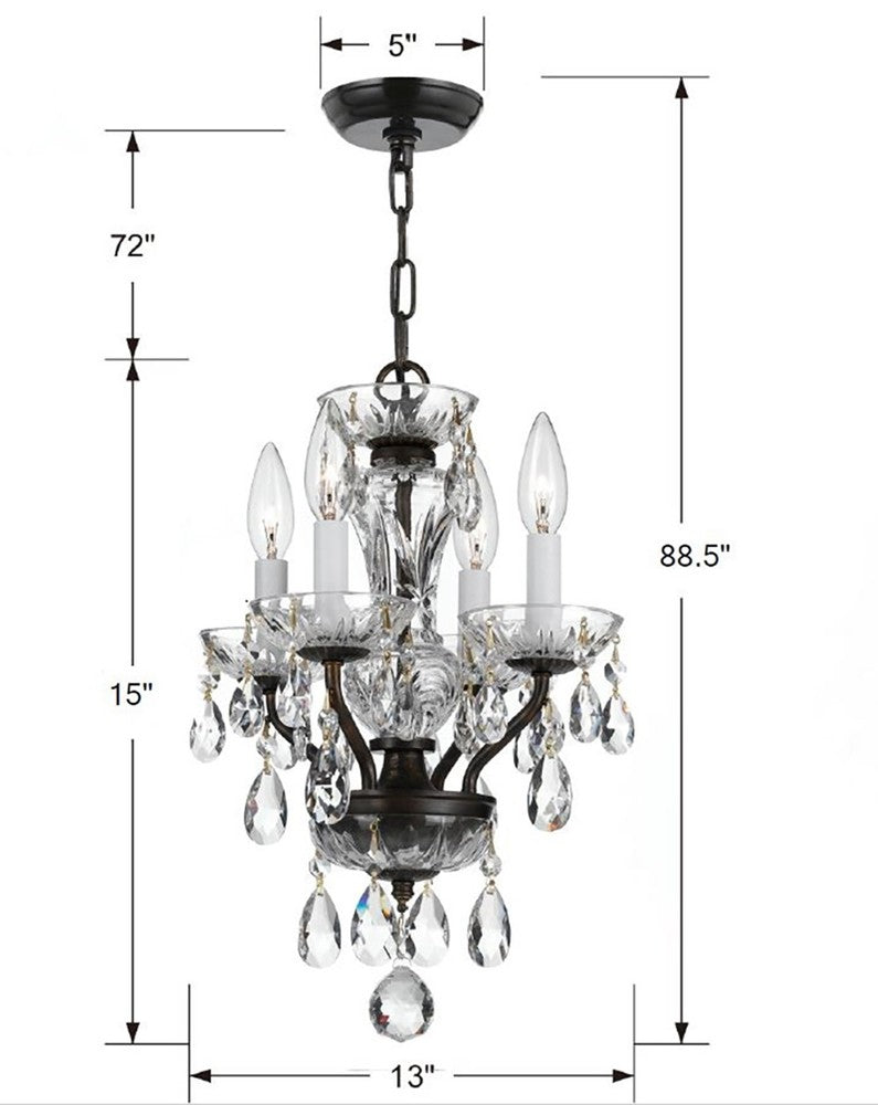 Crystorama TRADITIONAL CRYSTAL 5534-EB-CL-SAQ Mini Chandelier Americana - English Bronze