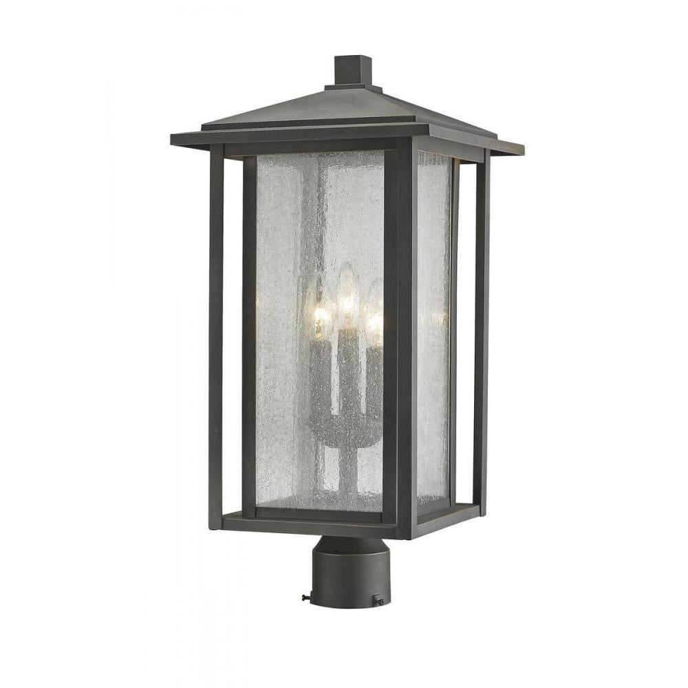 3 Light Outdoor Post Mount Fixture-Clear Seedy
