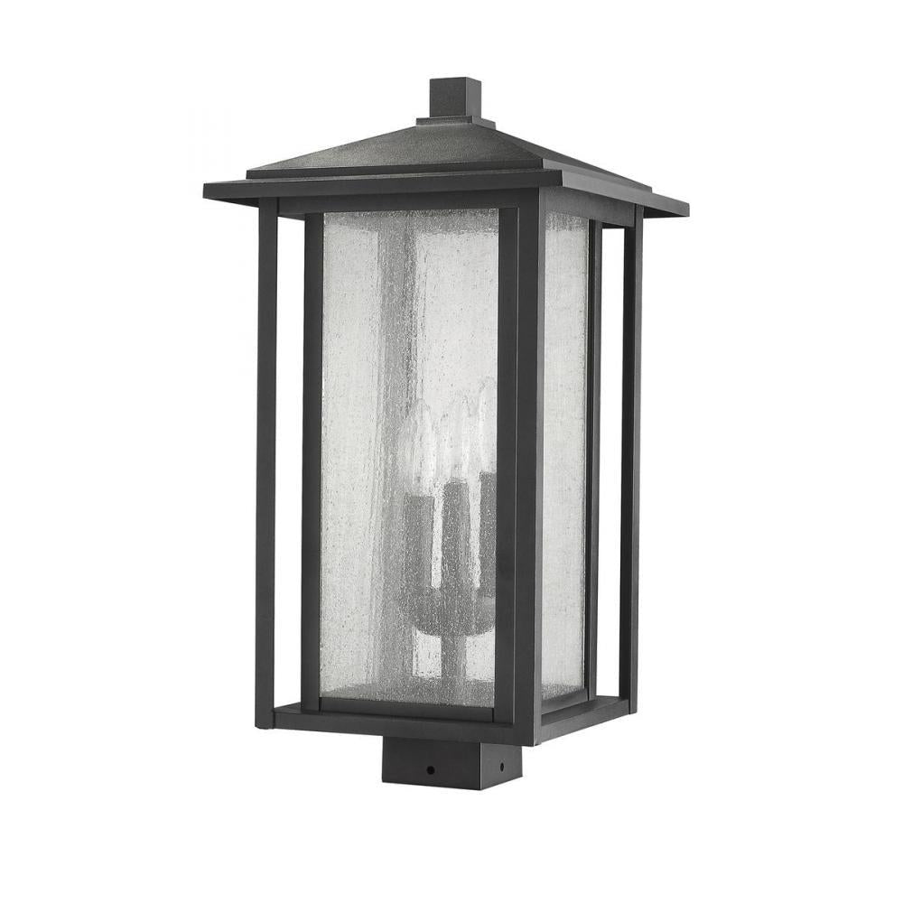 3 Light Outdoor Post Mount Fixture-Clear Seedy