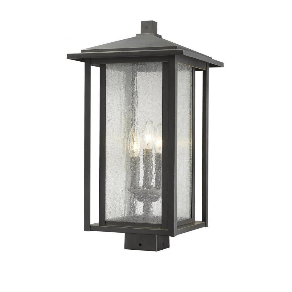 3 Light Outdoor Post Mount Fixture-Clear Seedy