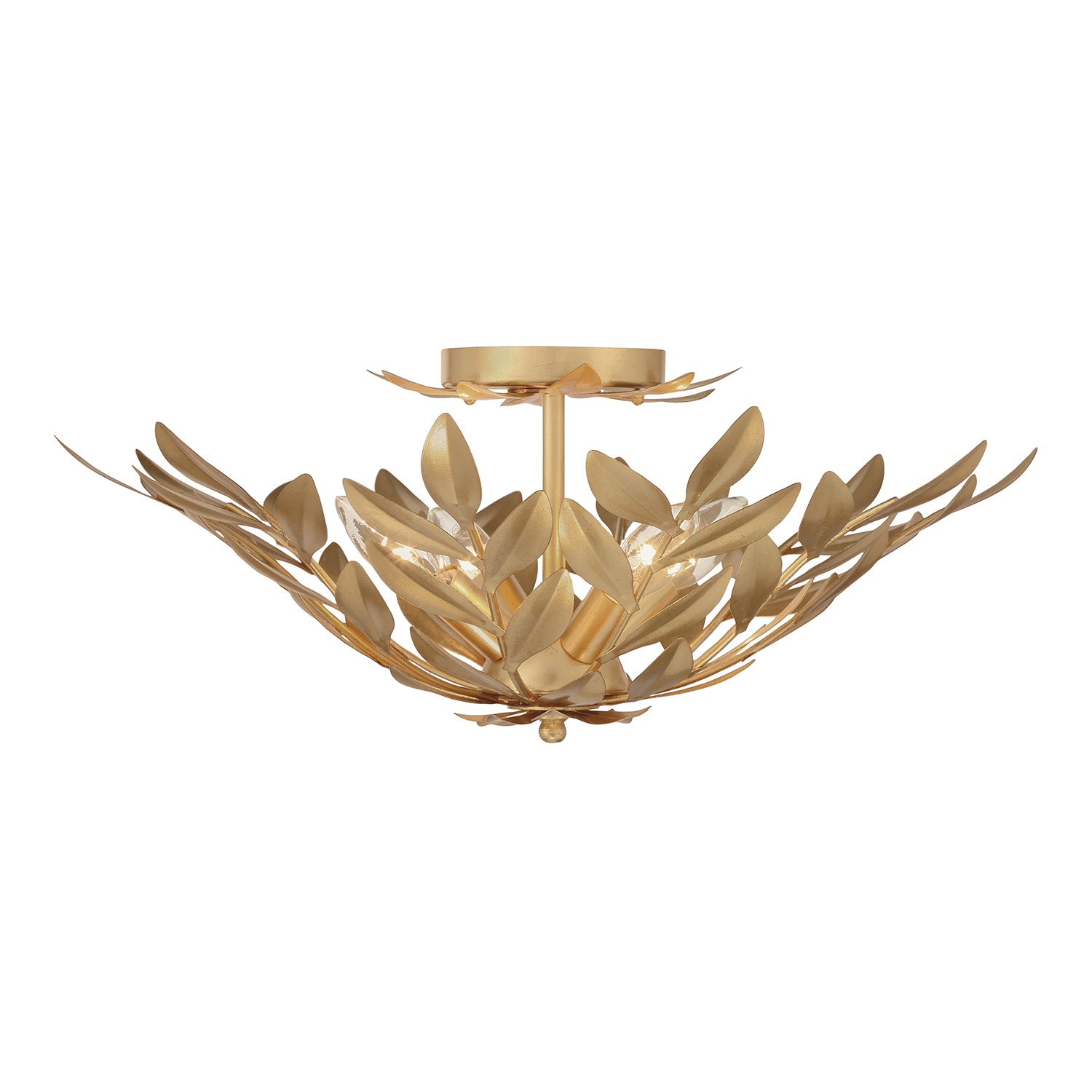 Crystorama Broche 560-GA – 20.75 Inch – 4 Light – Semi Flush Mount Light – Antique Gold – Damp Rated