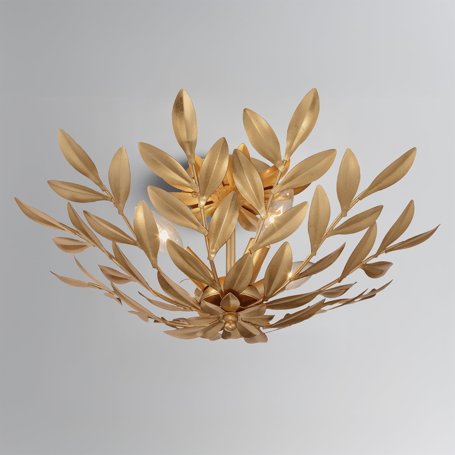 Crystorama Broche 560-GA – 20.75 Inch – 4 Light – Semi Flush Mount Light – Antique Gold – Damp Rated