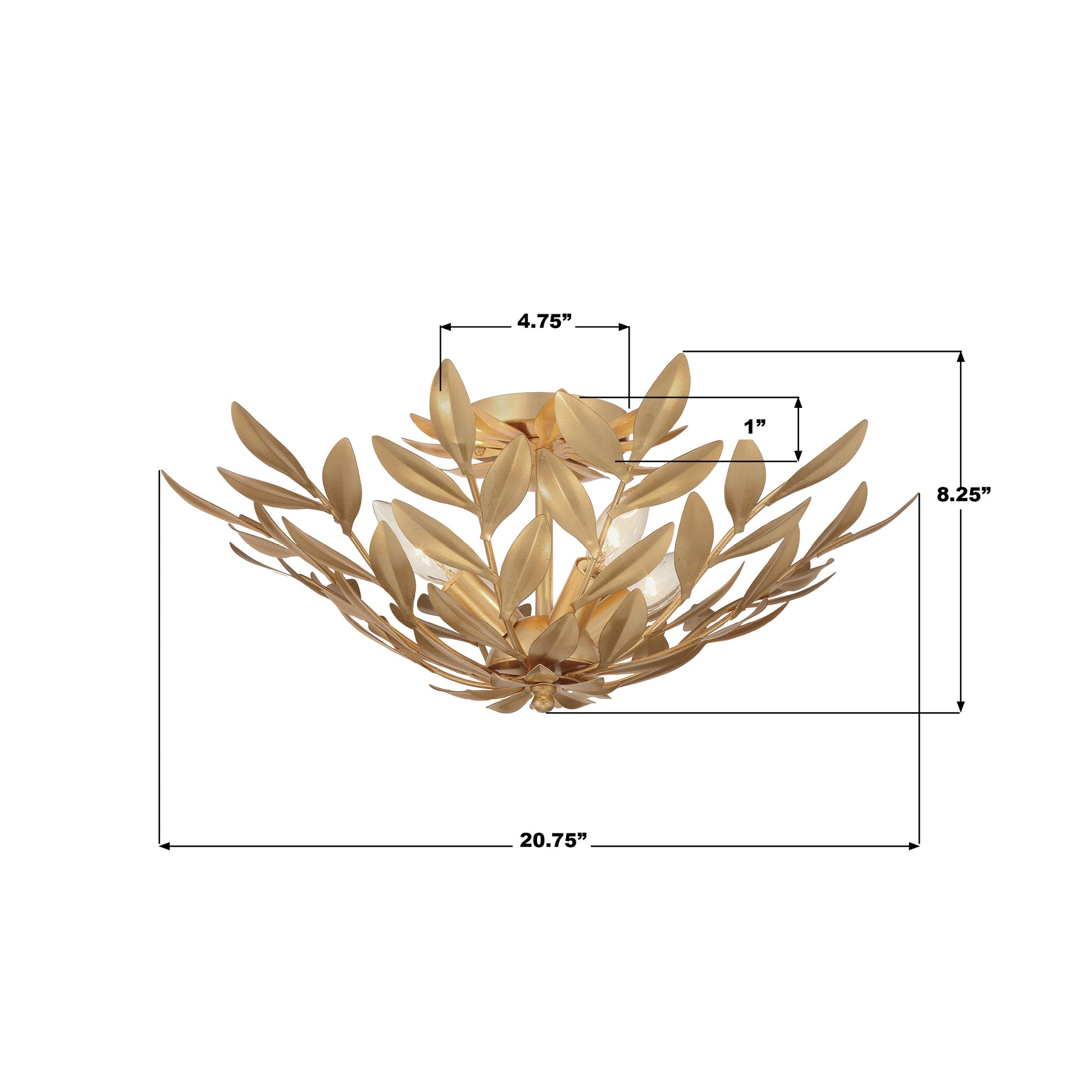 Crystorama Broche 560-GA – 20.75 Inch – 4 Light – Semi Flush Mount Light – Antique Gold – Damp Rated