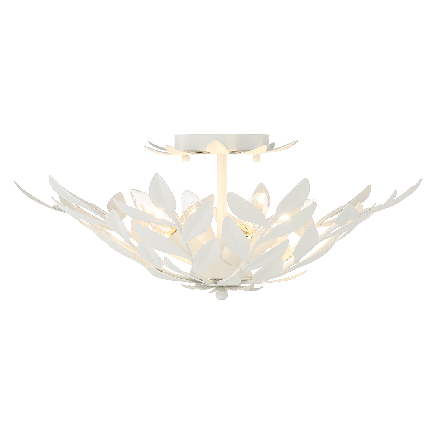 Crystorama Broche 560-MT – 20.75 Inch – 4 Light – Semi Flush Mount Light – Matte White – Damp Rated