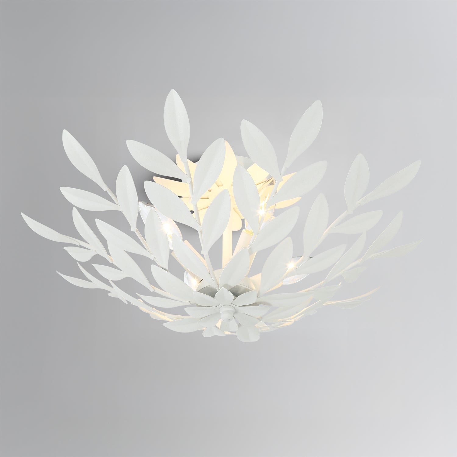 Crystorama Broche 560-MT – 20.75 Inch – 4 Light – Semi Flush Mount Light – Matte White – Damp Rated
