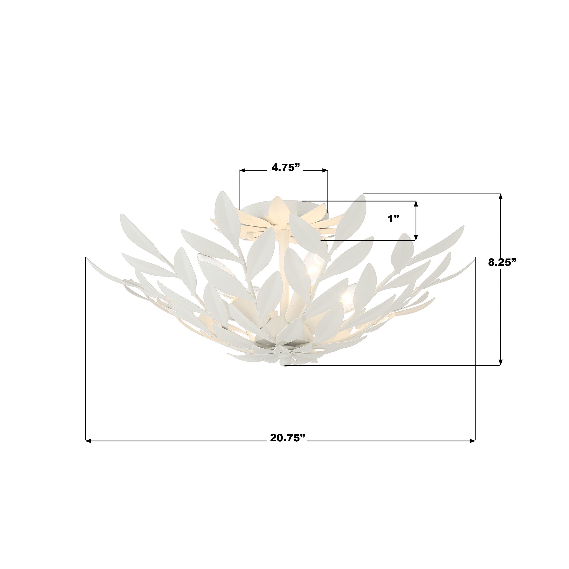 Crystorama Broche 560-MT – 20.75 Inch – 4 Light – Semi Flush Mount Light – Matte White – Damp Rated