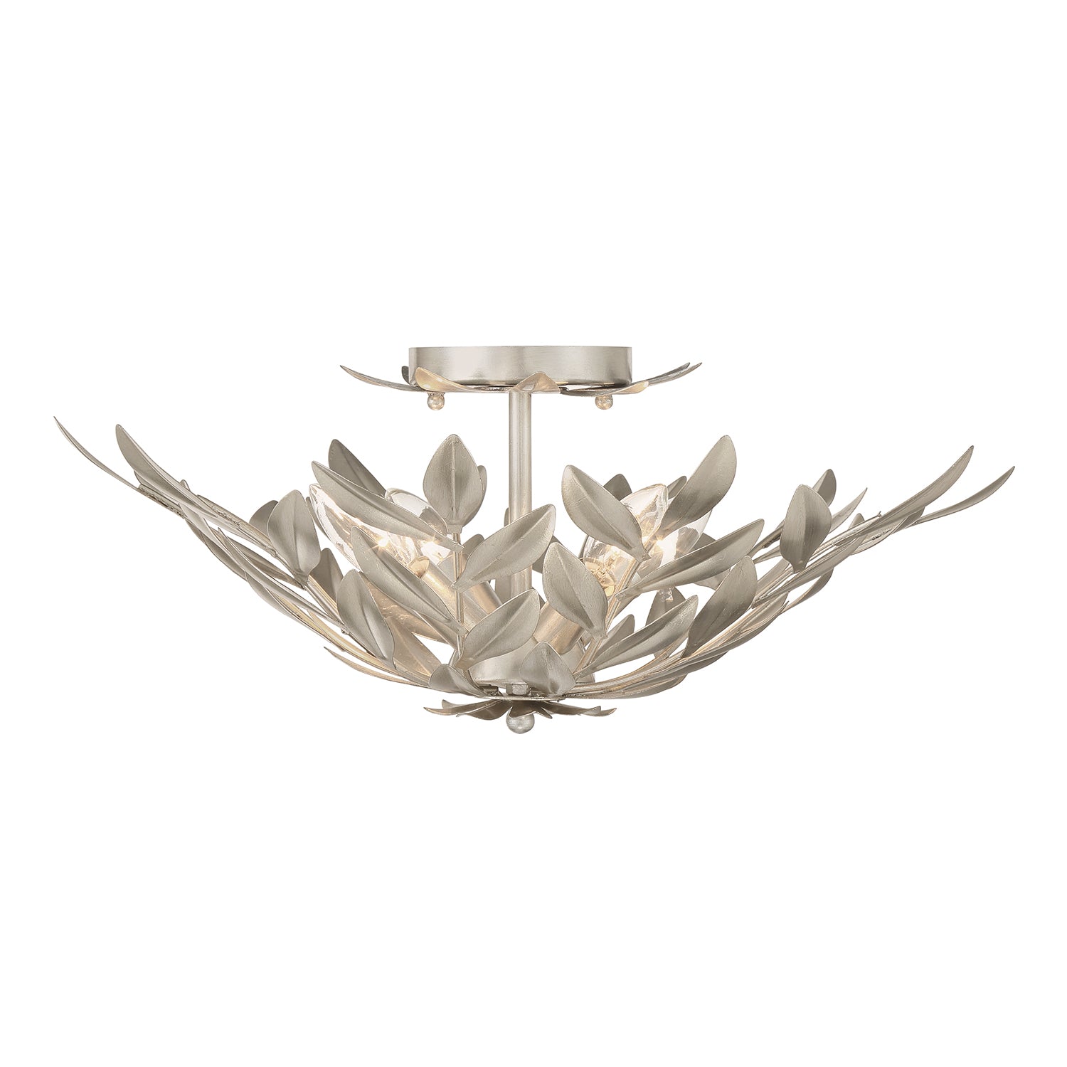 Crystorama Broche 560-SA – 20.75 Inch – 4 Light – Semi Flush Mount Light – Antique Silver – Damp Rated