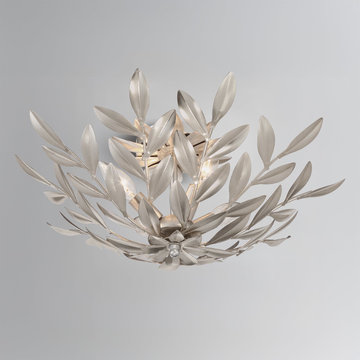 Crystorama Broche 560-SA – 20.75 Inch – 4 Light – Semi Flush Mount Light – Antique Silver – Damp Rated