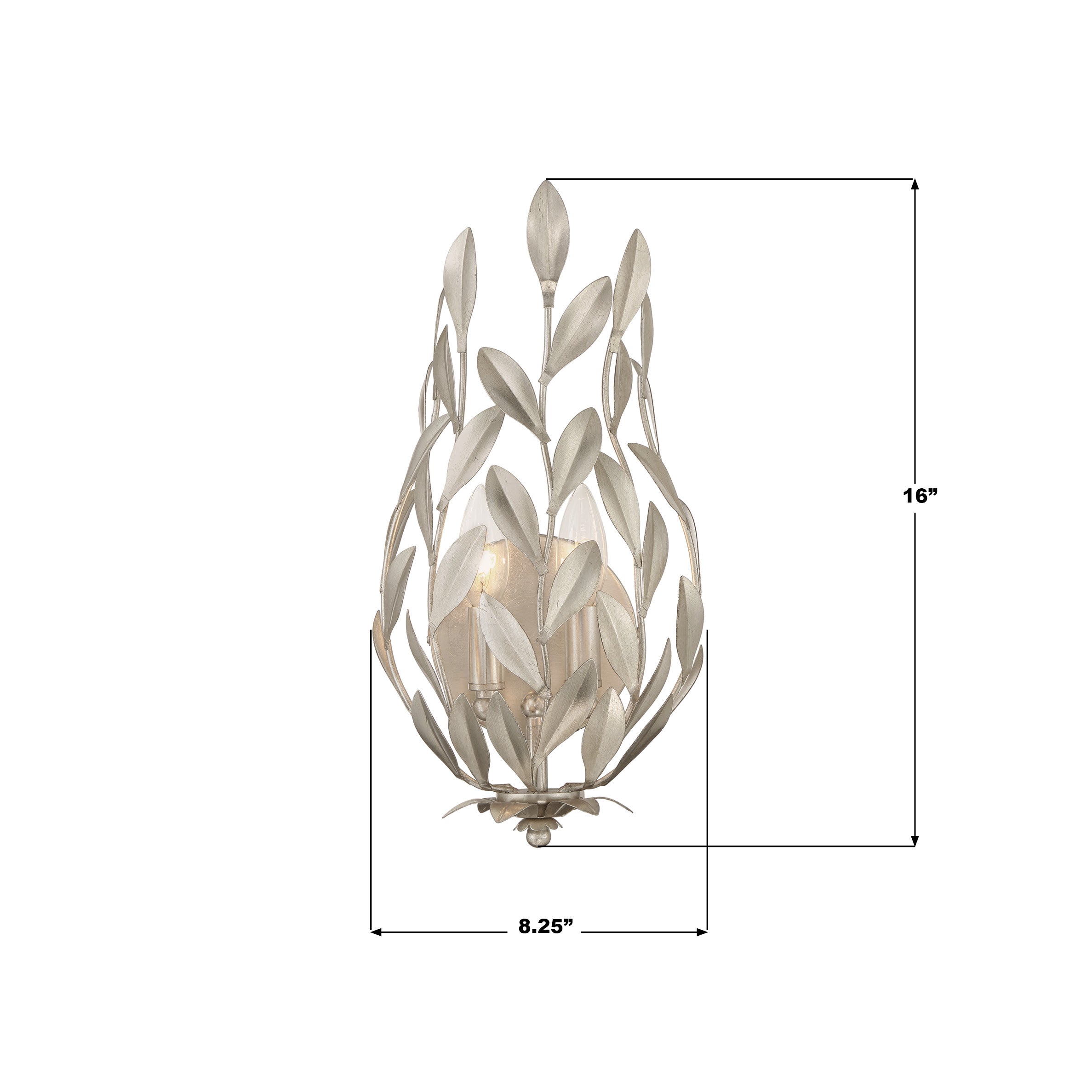 Crystorama Broche 561-SA – 8.25 Inch – 2 Light – Sconce – Antique Silver – Damp Rated