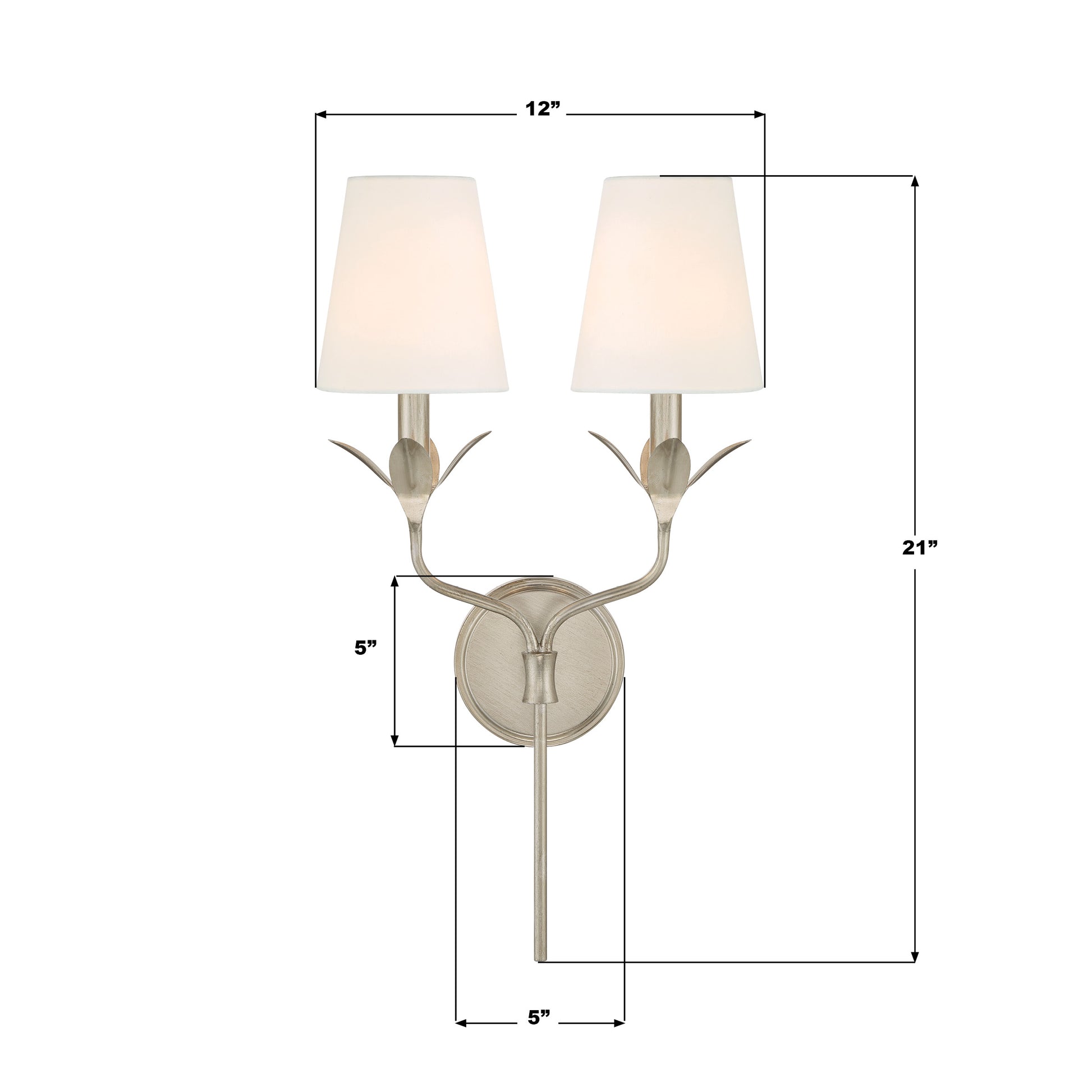 Crystorama Broche 562-SA – 12 Inch – 2 Light – Sconce – Antique Silver – Dry Rated