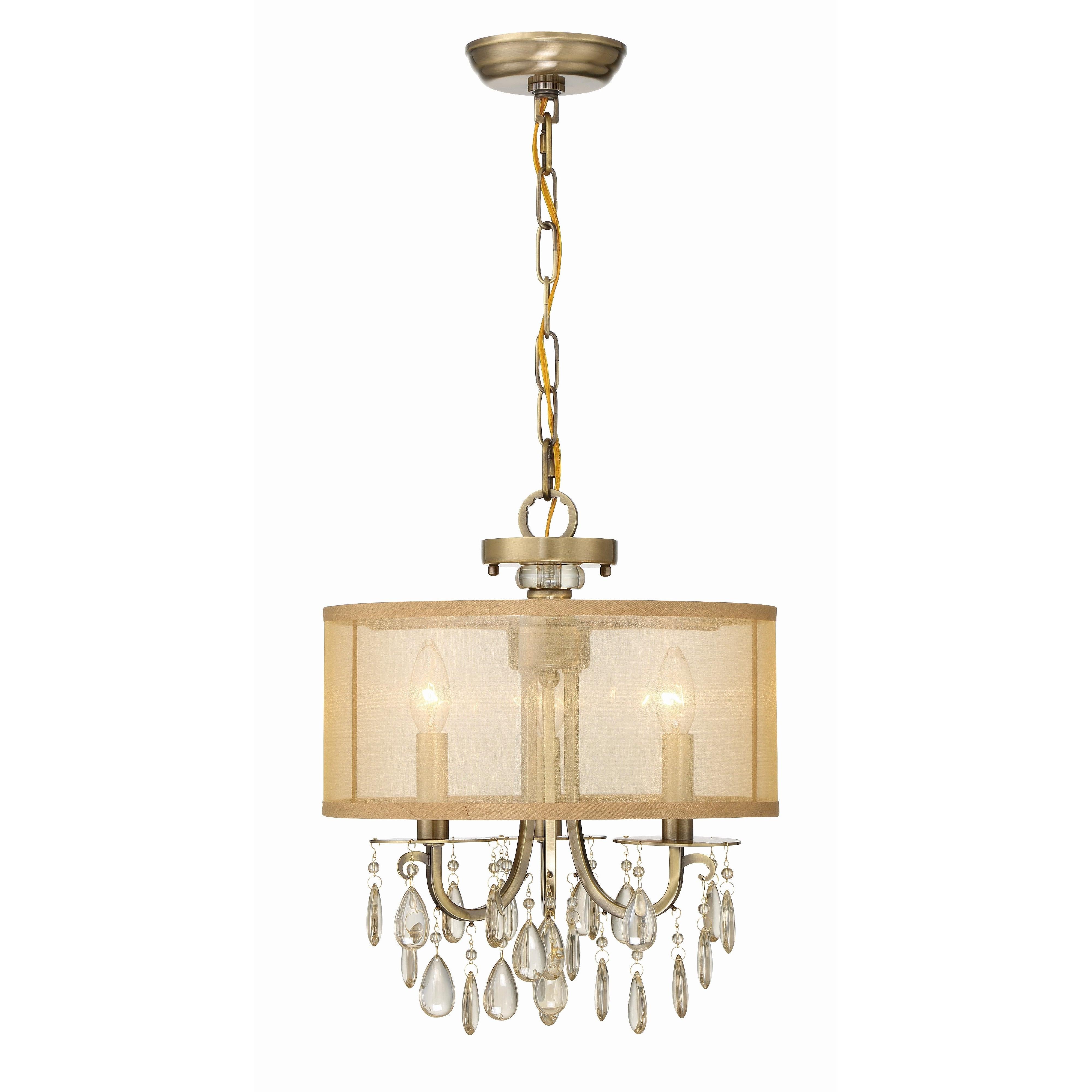 Crystorama Hampton 5623-AB – 14 Inch – 3 Light – Chandelier – Antique Brass – Damp Rated
