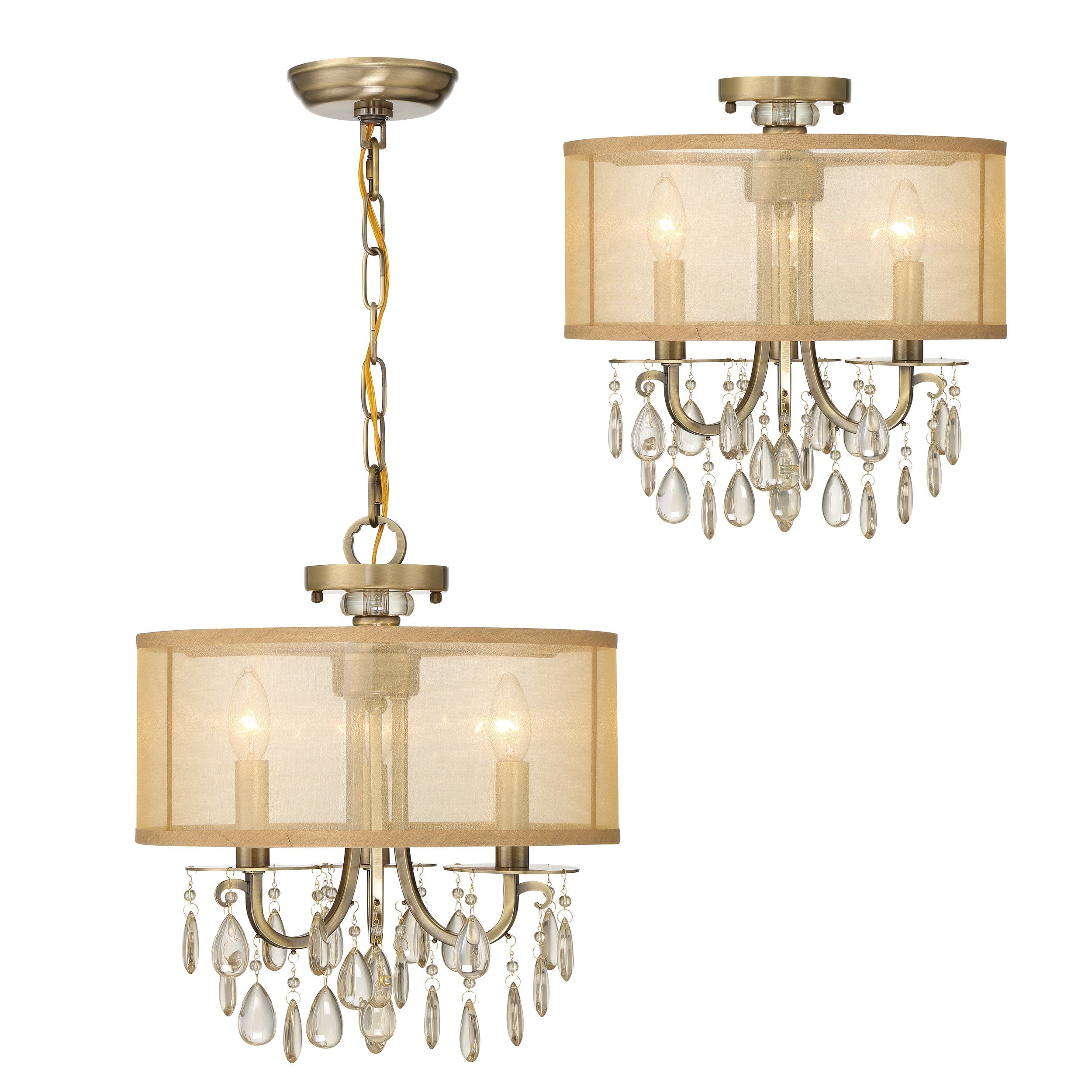 Crystorama Hampton 5623-AB – 14 Inch – 3 Light – Chandelier – Antique Brass – Damp Rated