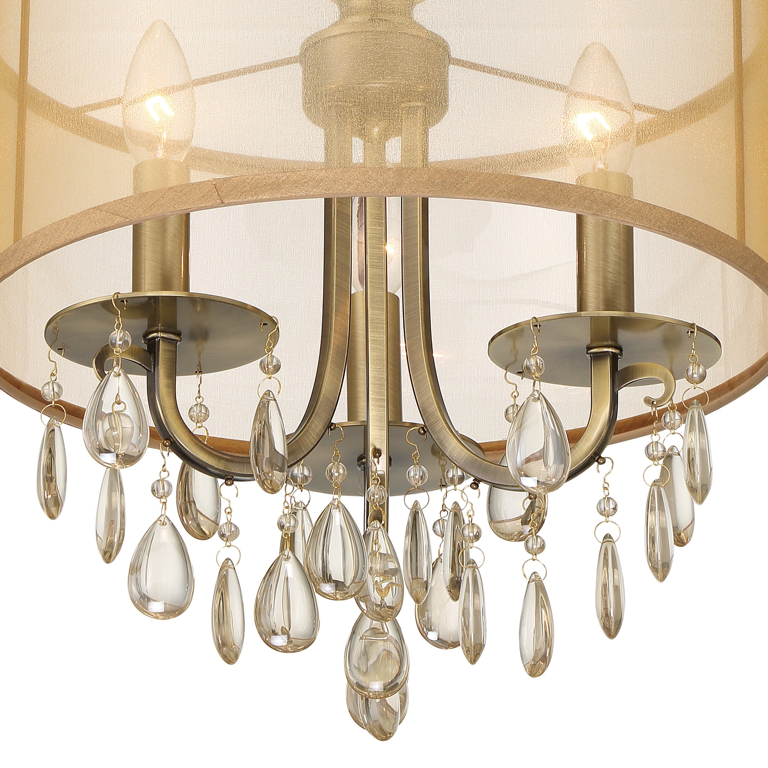 Crystorama Hampton 5623-AB – 14 Inch – 3 Light – Chandelier – Antique Brass – Damp Rated